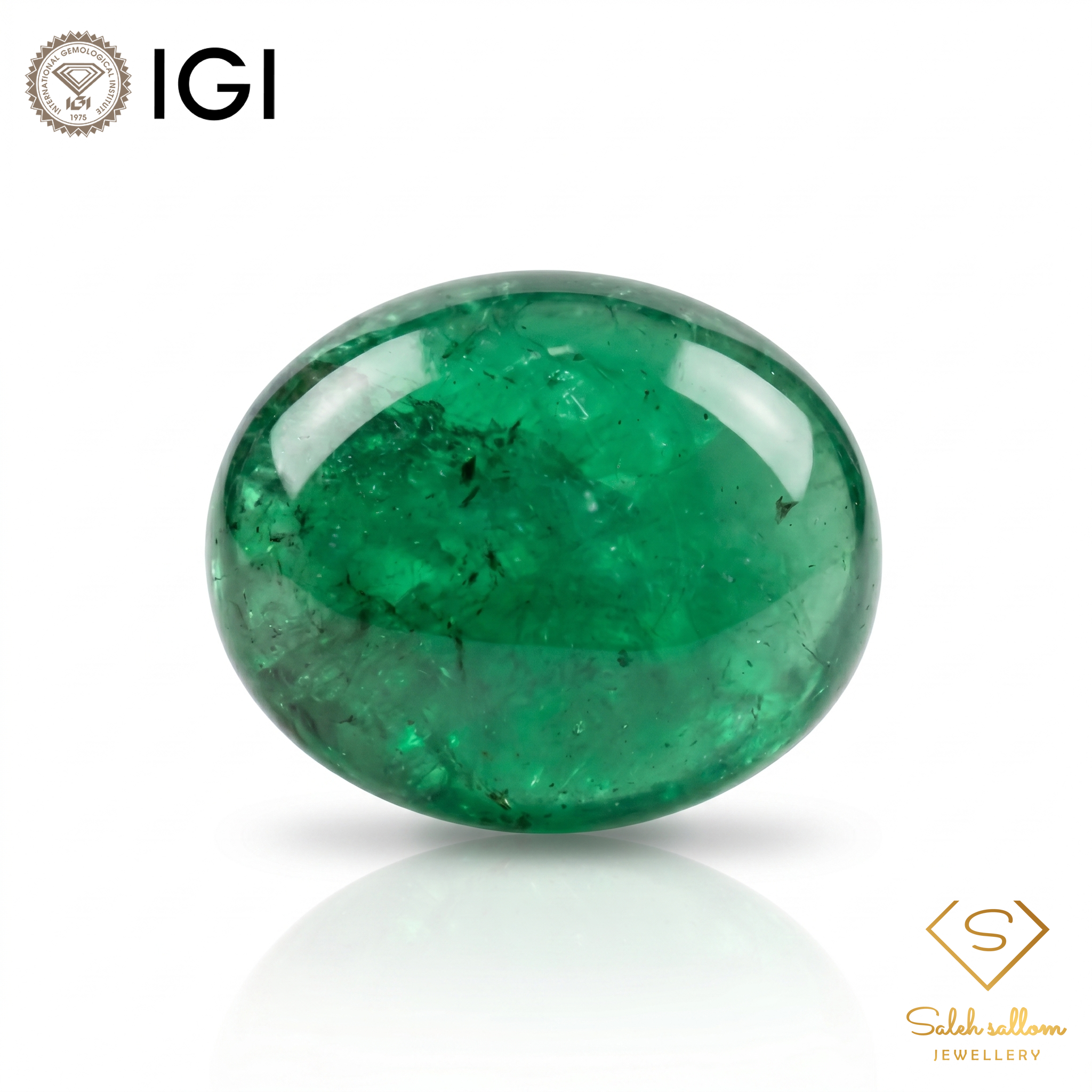 IGI Certified Natural Emerald | 4.79 Carats Oval Cabochon | Luxury Gemstone-Saleh Sallom Main image