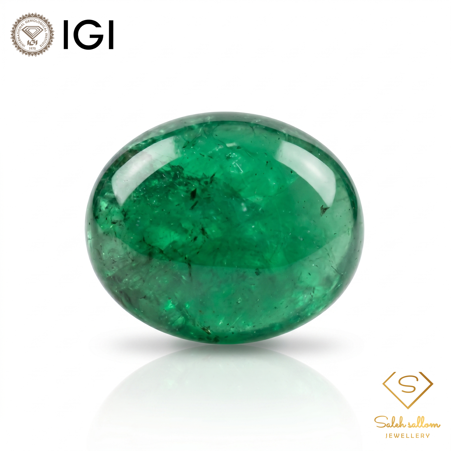 IGI Certified Natural Emerald | 4.79 Carats Oval Cabochon | Luxury Gemstone-Saleh Sallom