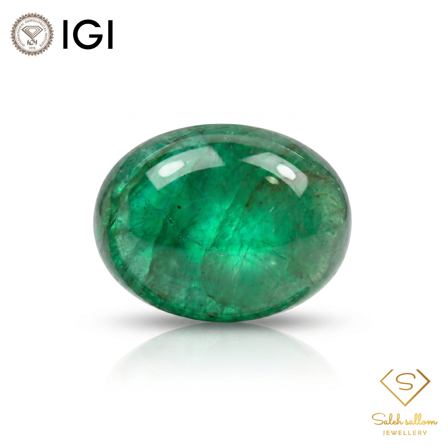 IGI Certified Natural Emerald | 4.32 Carats Oval Cabochon | Luxury Gemstone-Saleh Sallom