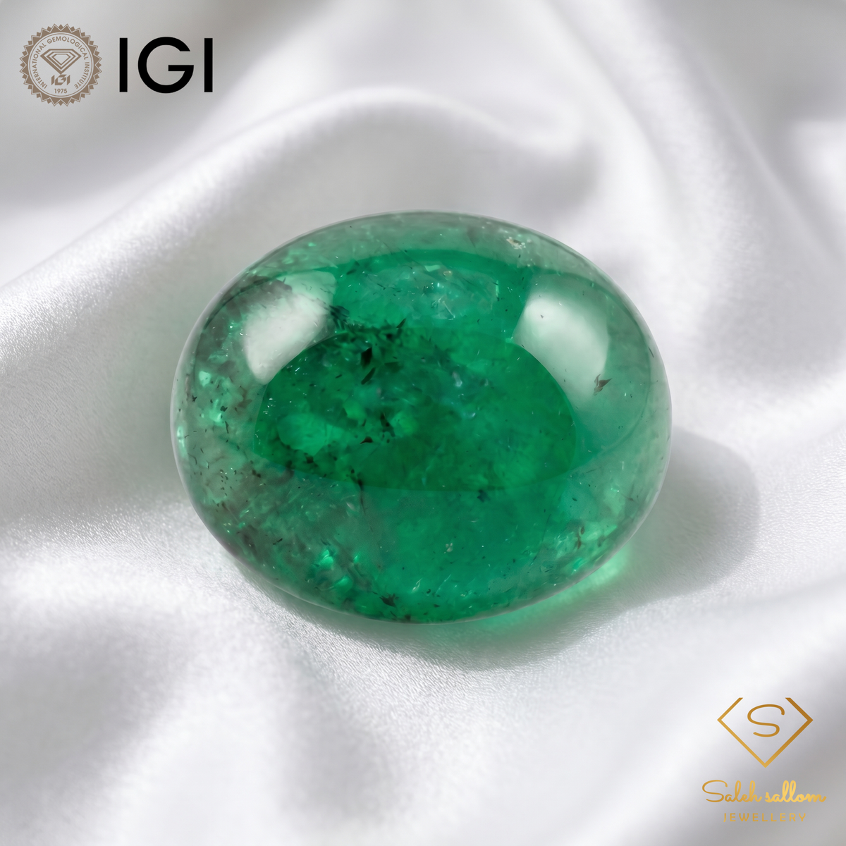IGI Certified Natural Emerald | 4.79 Carats Oval Cabochon | Luxury Gemstone-Saleh Sallom
