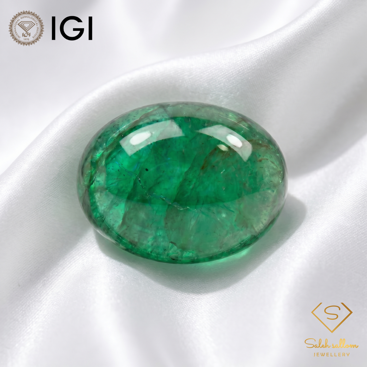 IGI Certified Natural Emerald | 4.32 Carats Oval Cabochon | Luxury Gemstone-Saleh Sallom