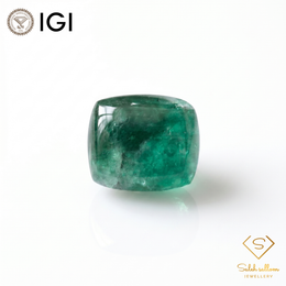IGI Certified Natural Emerald | 27.45 Carats Cushion Cabochon | Luxury Collector Gemstone-Saleh Sallom
