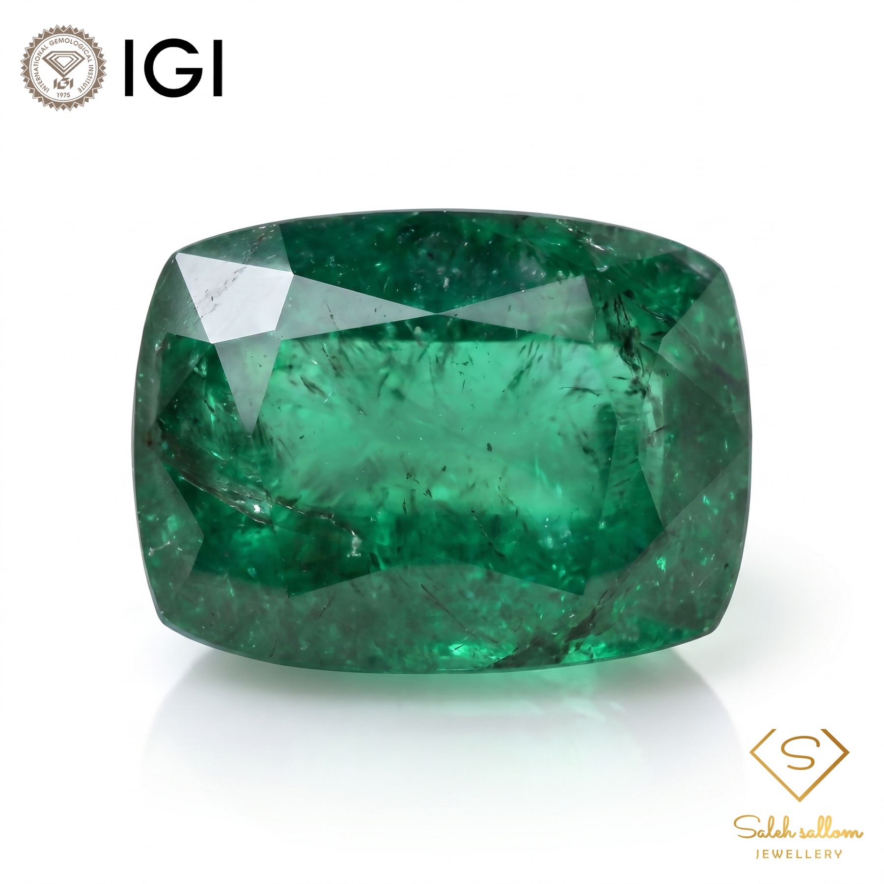 IGI Certified Natural Emerald | 3.07 Carats Cushion Cabochon | Luxury Gemstone-Saleh Sallom
