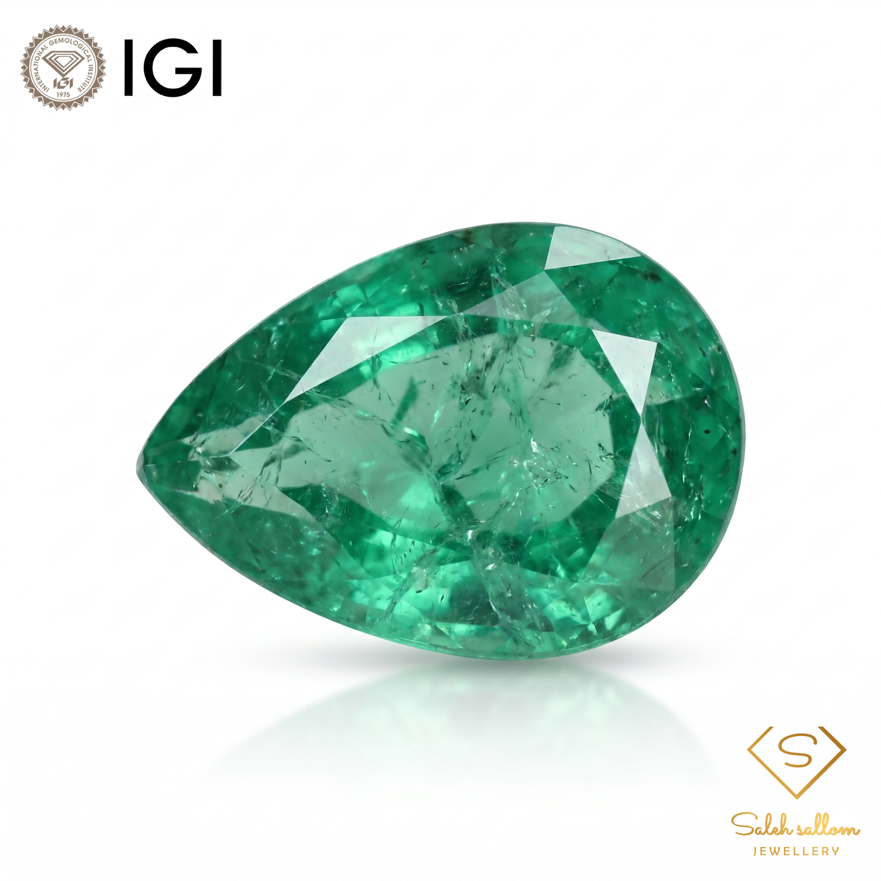 IGI Certified Natural Emerald | 4.18 Carats Pear Mixed Cut | Luxury Gemstone-Saleh Sallom