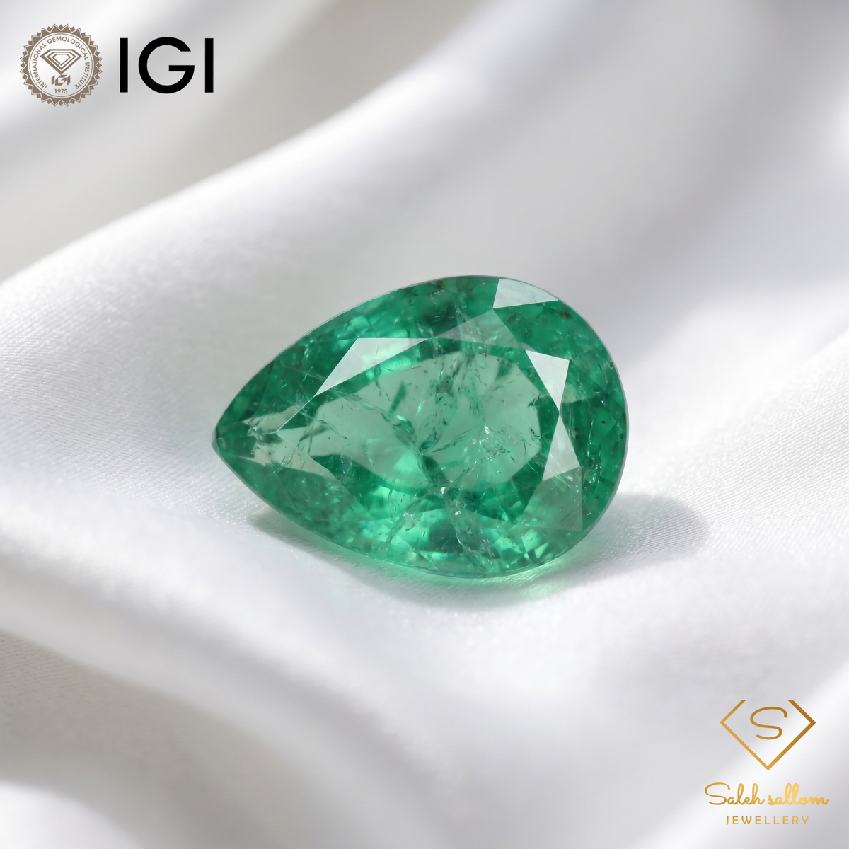 IGI Certified Natural Emerald | 4.18 Carats Pear Mixed Cut | Luxury Gemstone-Saleh Sallom