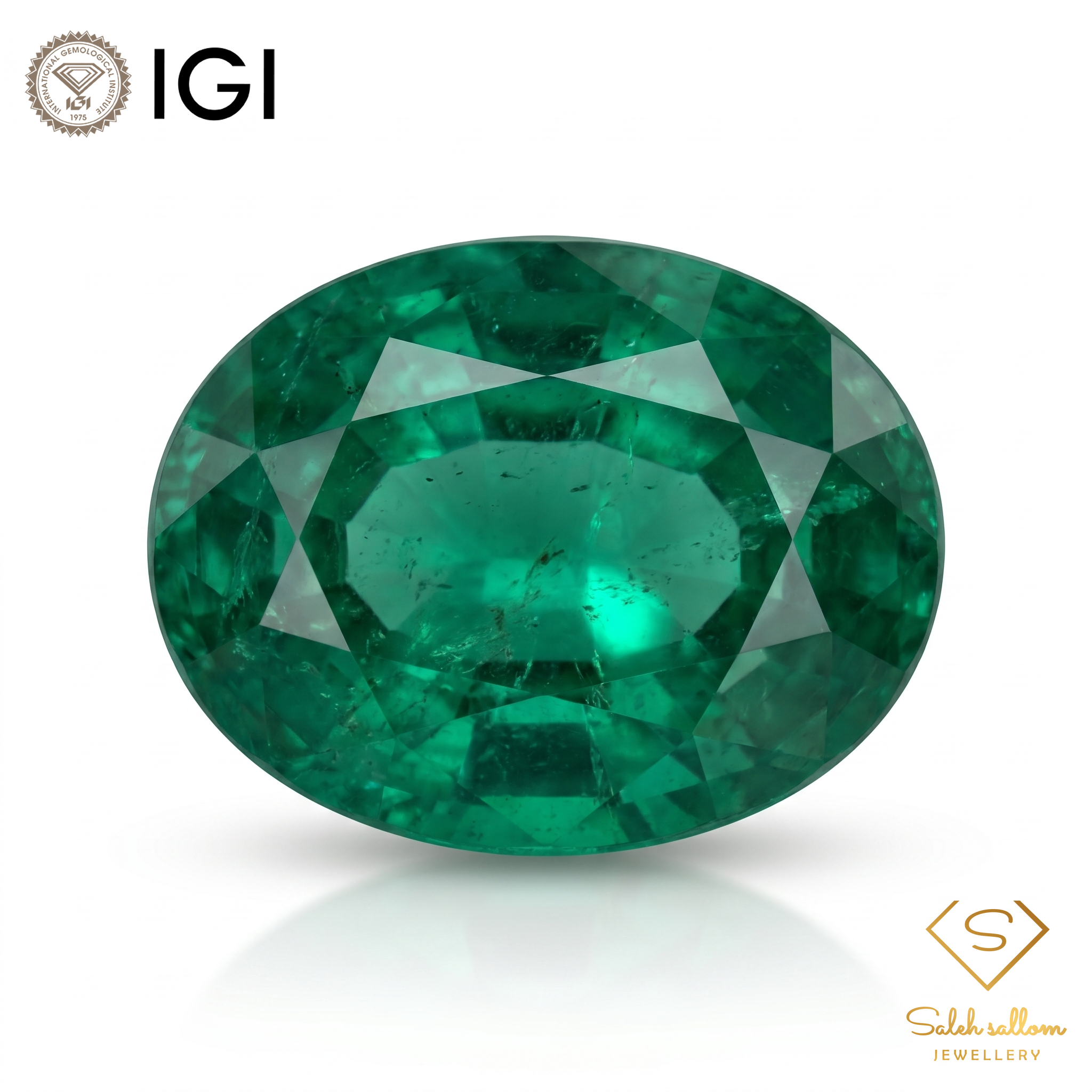 IGI Certified Natural Emerald | 4.10 Carats Oval Mixed Cut | Luxury Gemstone-Saleh Sallom Main image