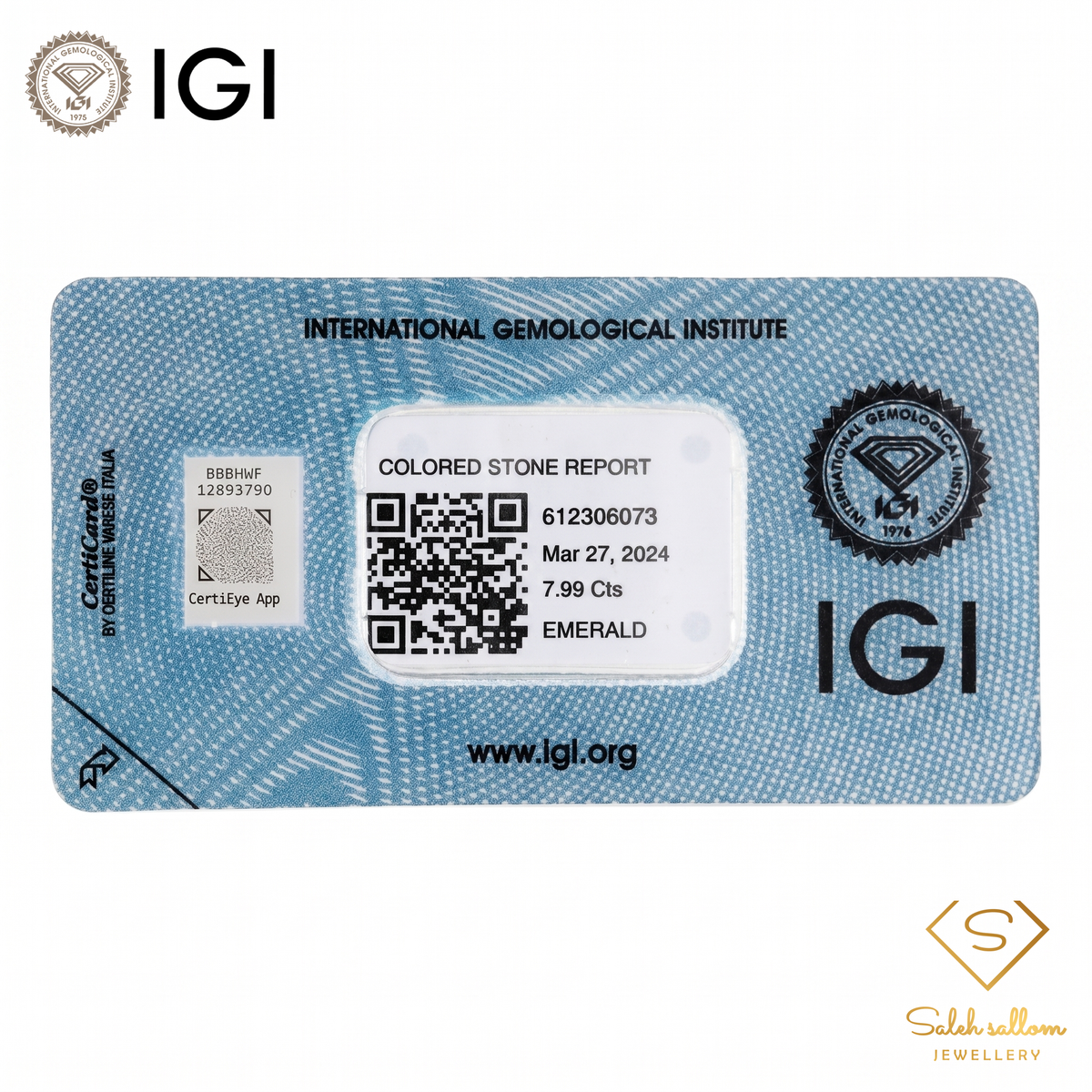 IGI Certified Natural Emerald | 7.99 Carats Oval Cabochon | Luxury Collector Gemstone-Saleh Sallom