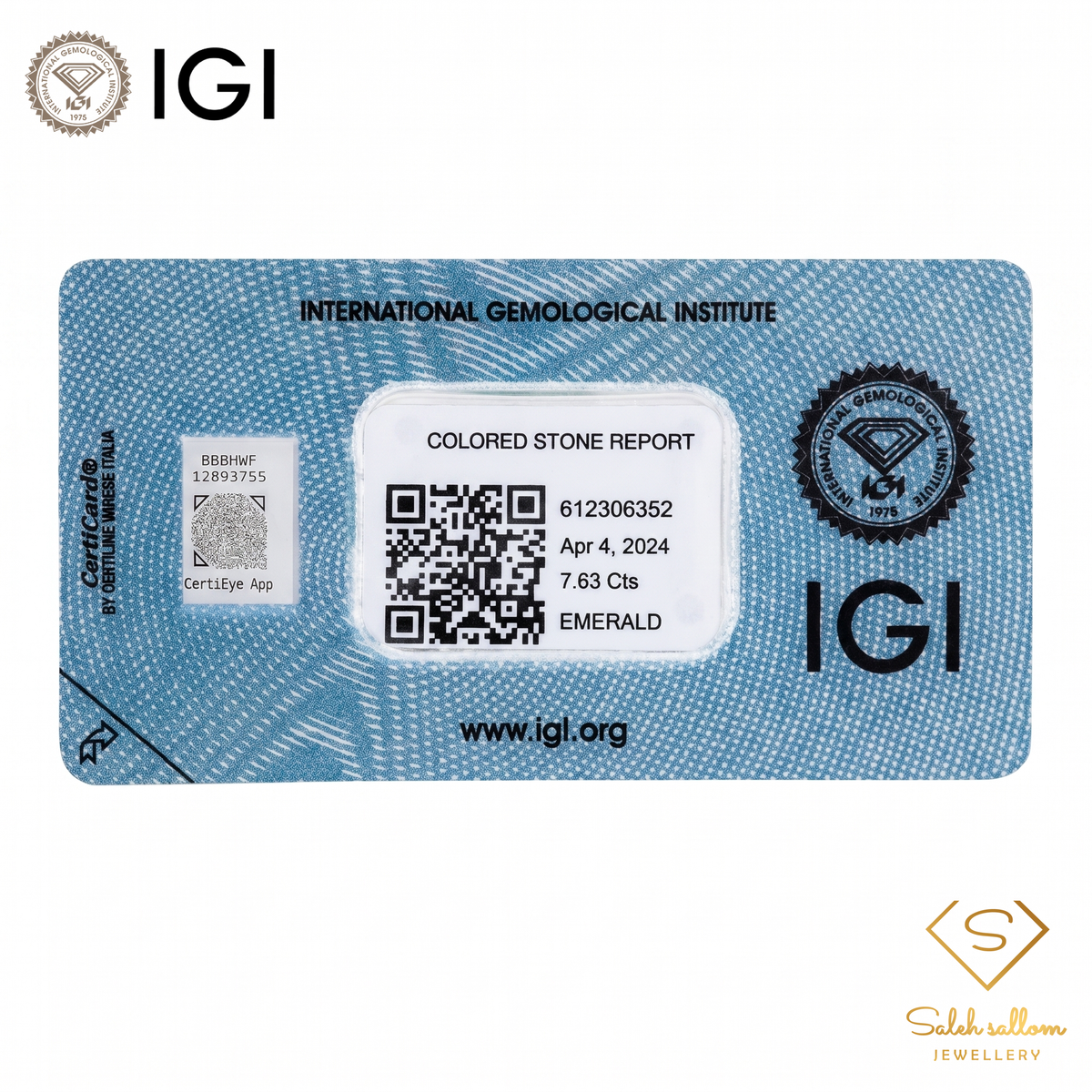 IGI Certified Natural Emerald | 7.63 Carats Emerald Cut | Luxury Collector Gemstone-Saleh Sallom