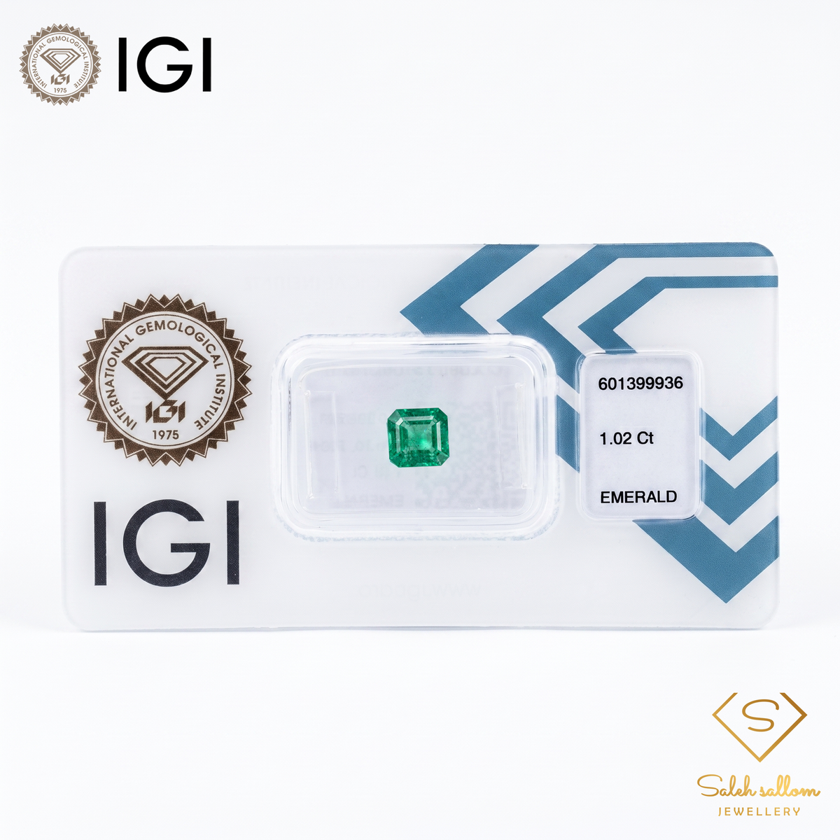 IGI Certified Natural Emerald | 1.02 Carat Square Emerald Cut | Luxury Gemstone-Saleh Sallom