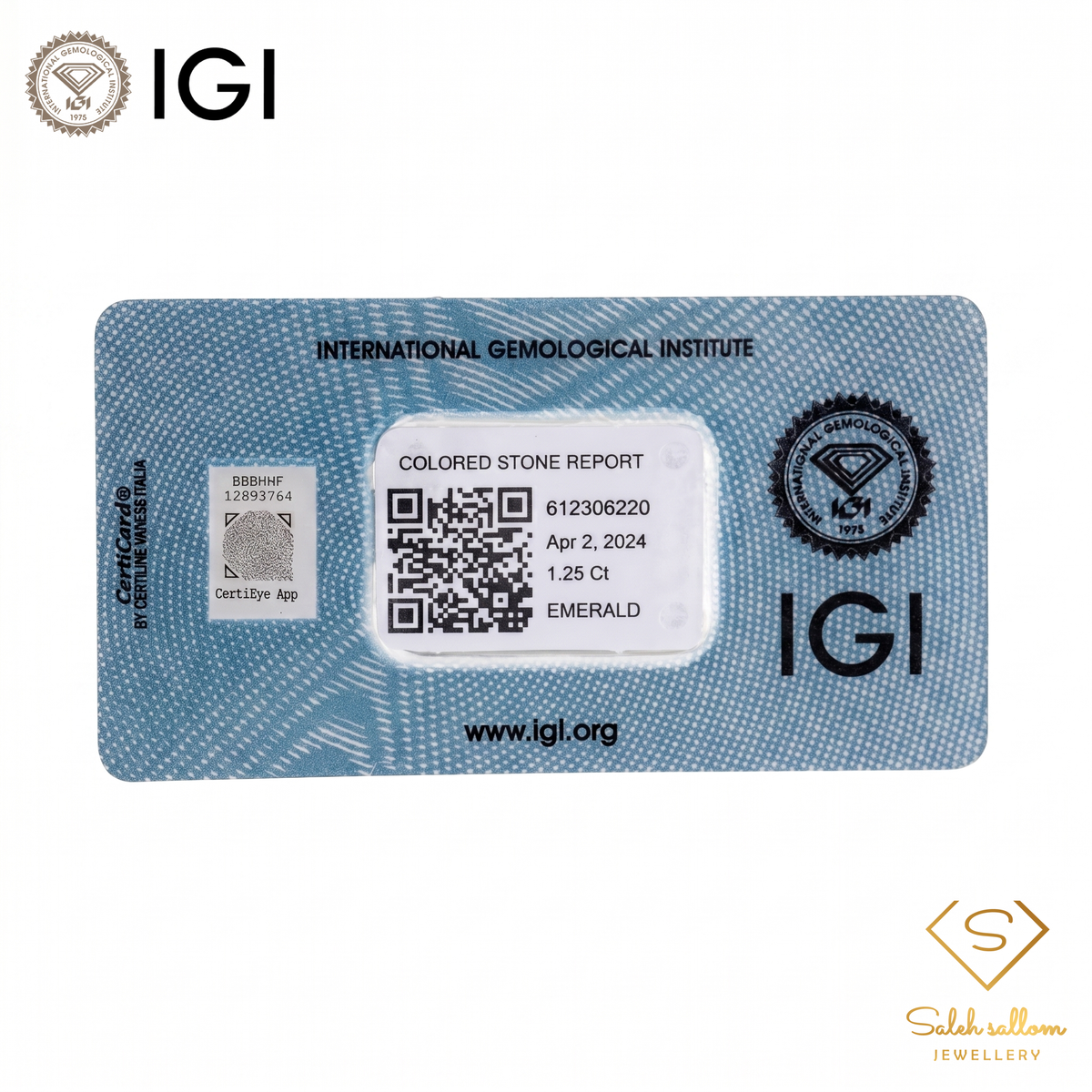 IGI Certified Natural Emerald | 1.25 Carats Emerald Cut | Luxury Gemstone-Saleh Sallom