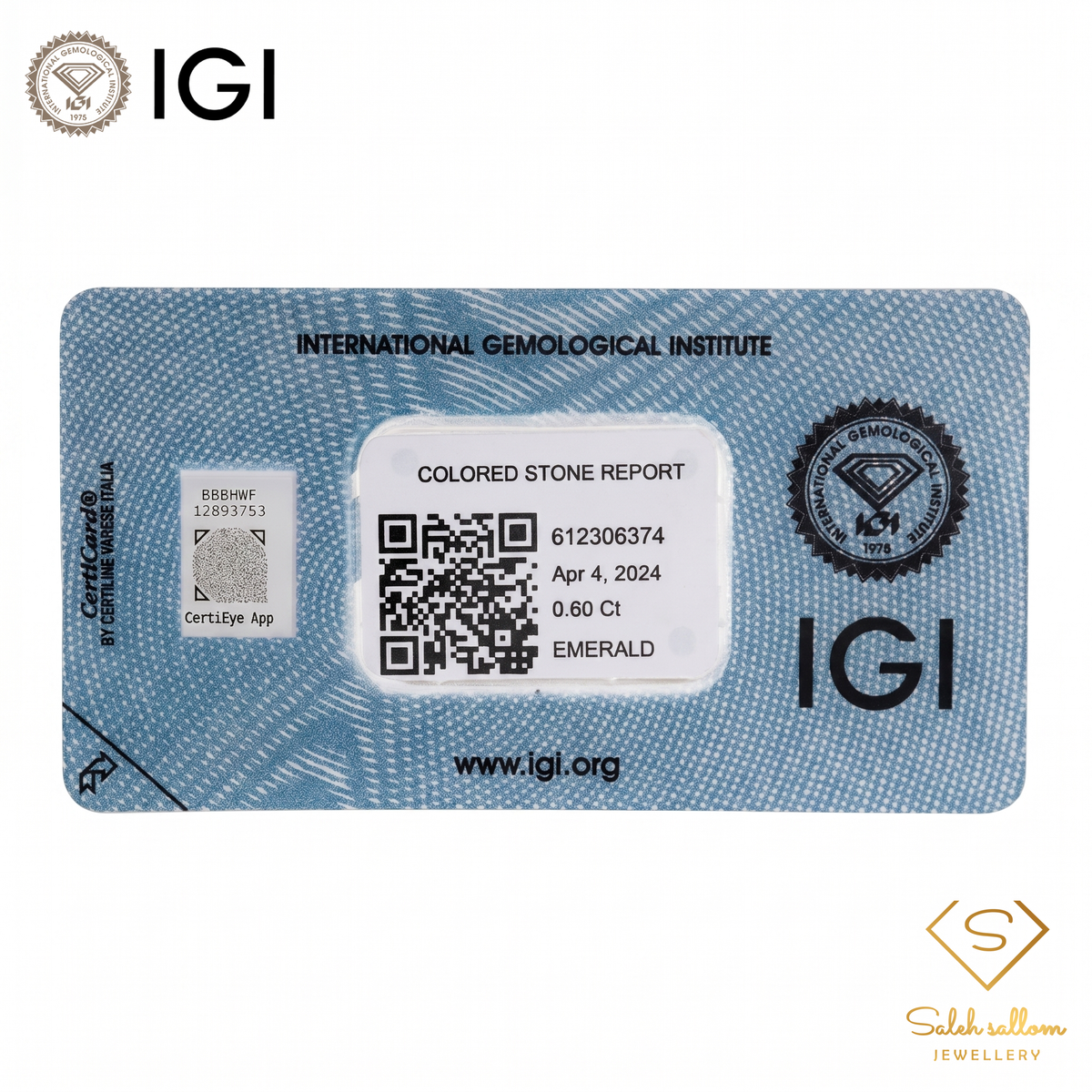 IGI Certified Natural Emerald | 0.60 Carat Emerald Cut | Fine Green Gemstone-Saleh Sallom