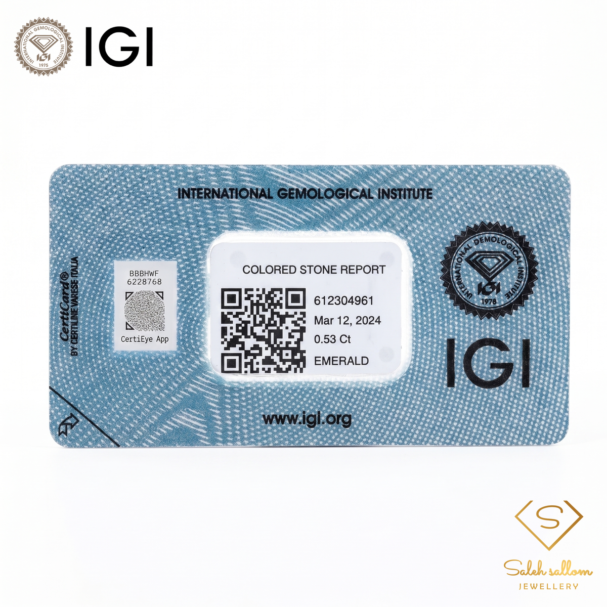 IGI Certified Natural Emerald | 0.53 Carat Emerald Cut | Fine Green Gemstone-Saleh Sallom