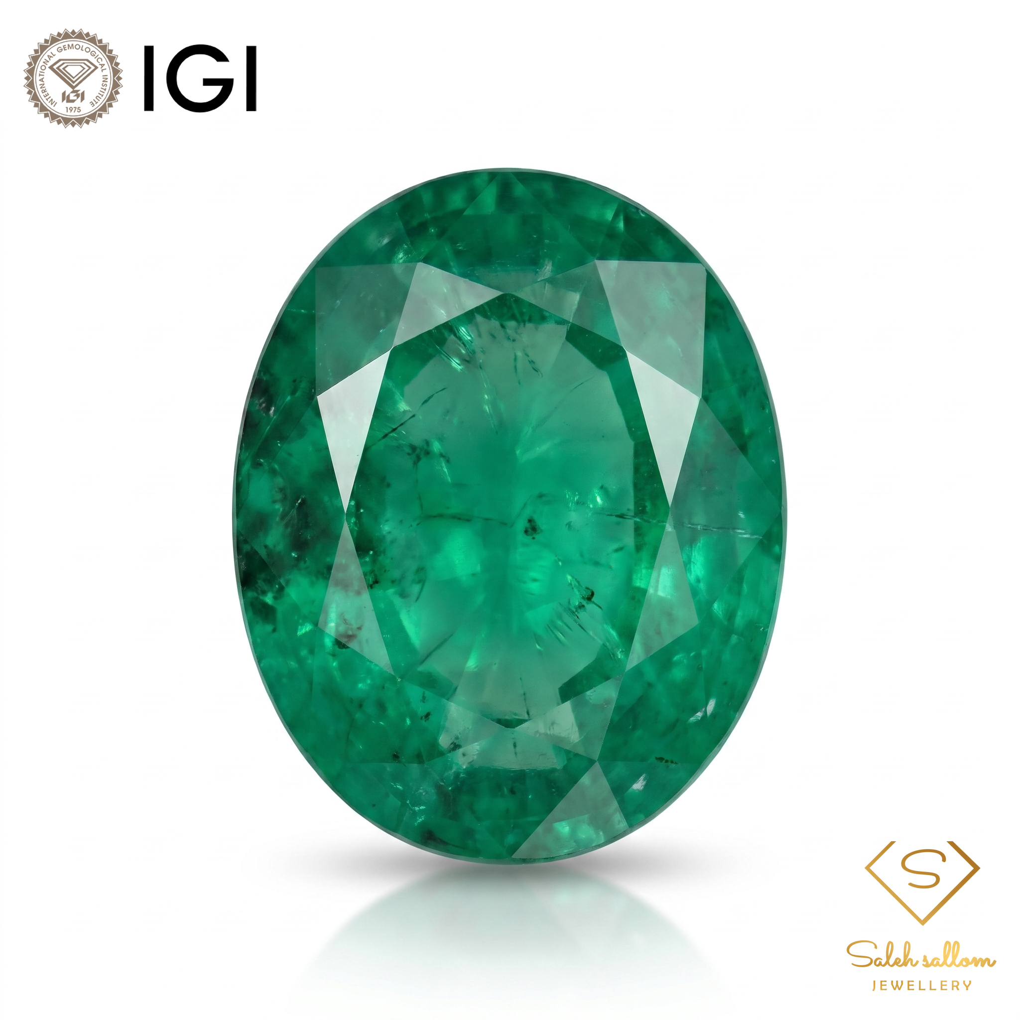 IGI Certified Natural Emerald | 1.07 Carats Oval Mixed Cut | Fine Green Gemstone-Saleh Sallom Main image