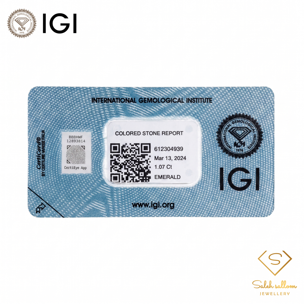 IGI Certified Natural Emerald | 1.07 Carats Oval Mixed Cut | Fine Green Gemstone-Saleh Sallom