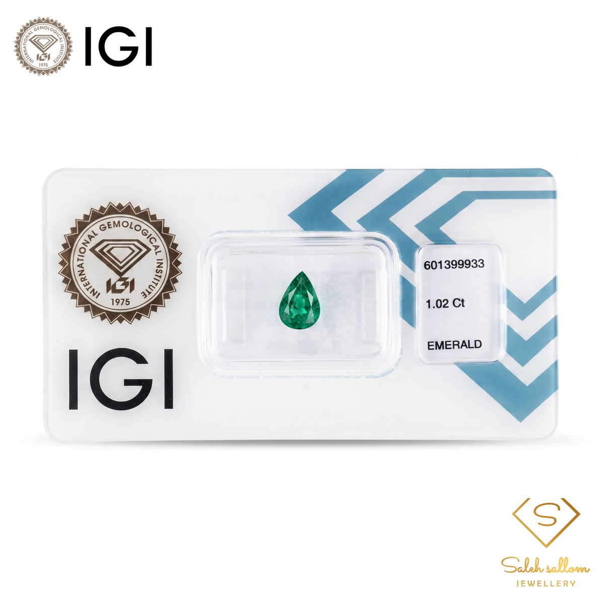 IGI Certified Natural Emerald | 1.02 Carats Pear Mixed Cut | Fine Green Gemstone-Saleh Sallom