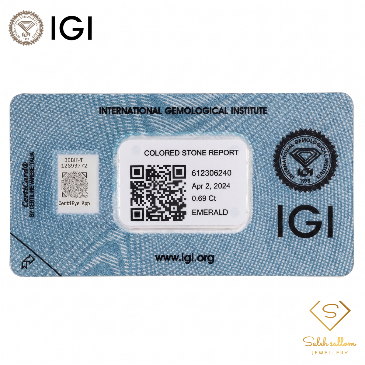 IGI Certified Natural Emerald | 0.69 Carat Emerald Cut | Fine Green Gemstone-Saleh Sallom