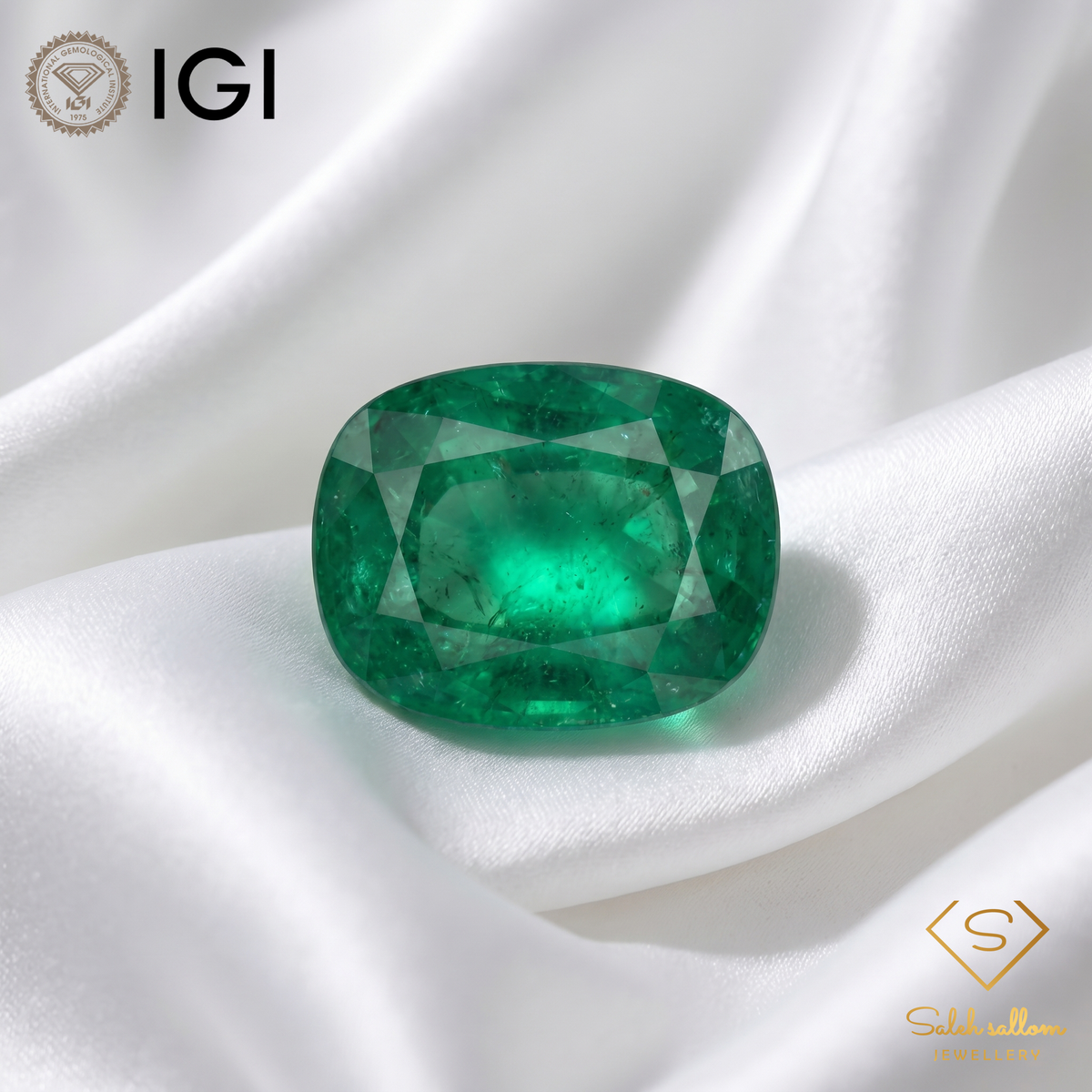 IGI Certified Natural Emerald | 5.84 Carats Cushion Mixed Cut | Exceptional Collector Gemstone-Saleh Sallom
