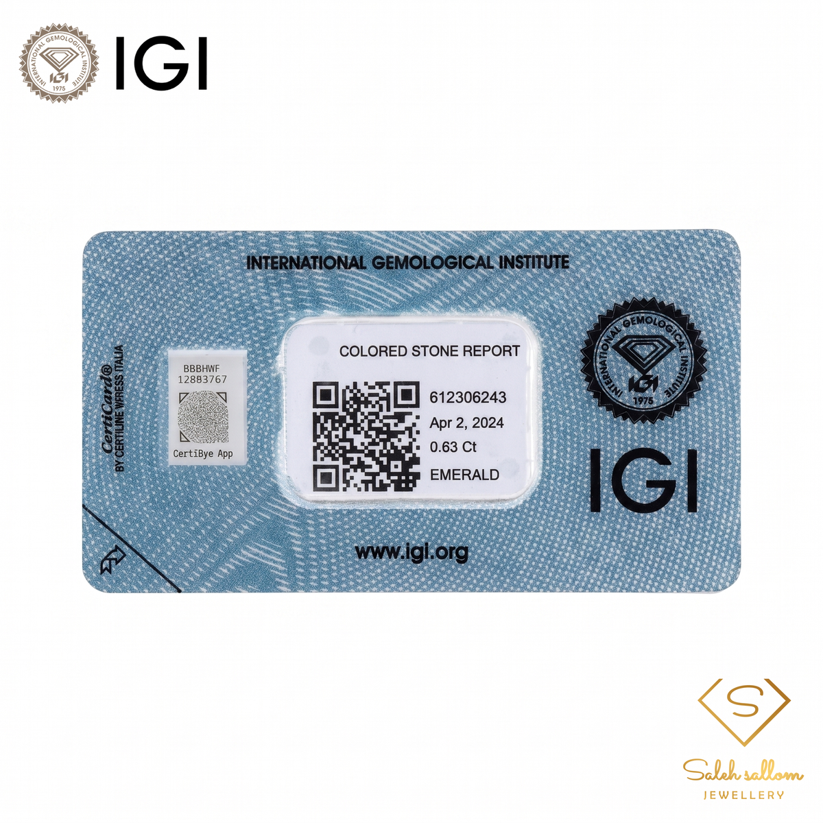 IGI Certified Natural Emerald | 0.63 Carat Emerald Cut | Fine Natural Green Gemstone-Saleh Sallom