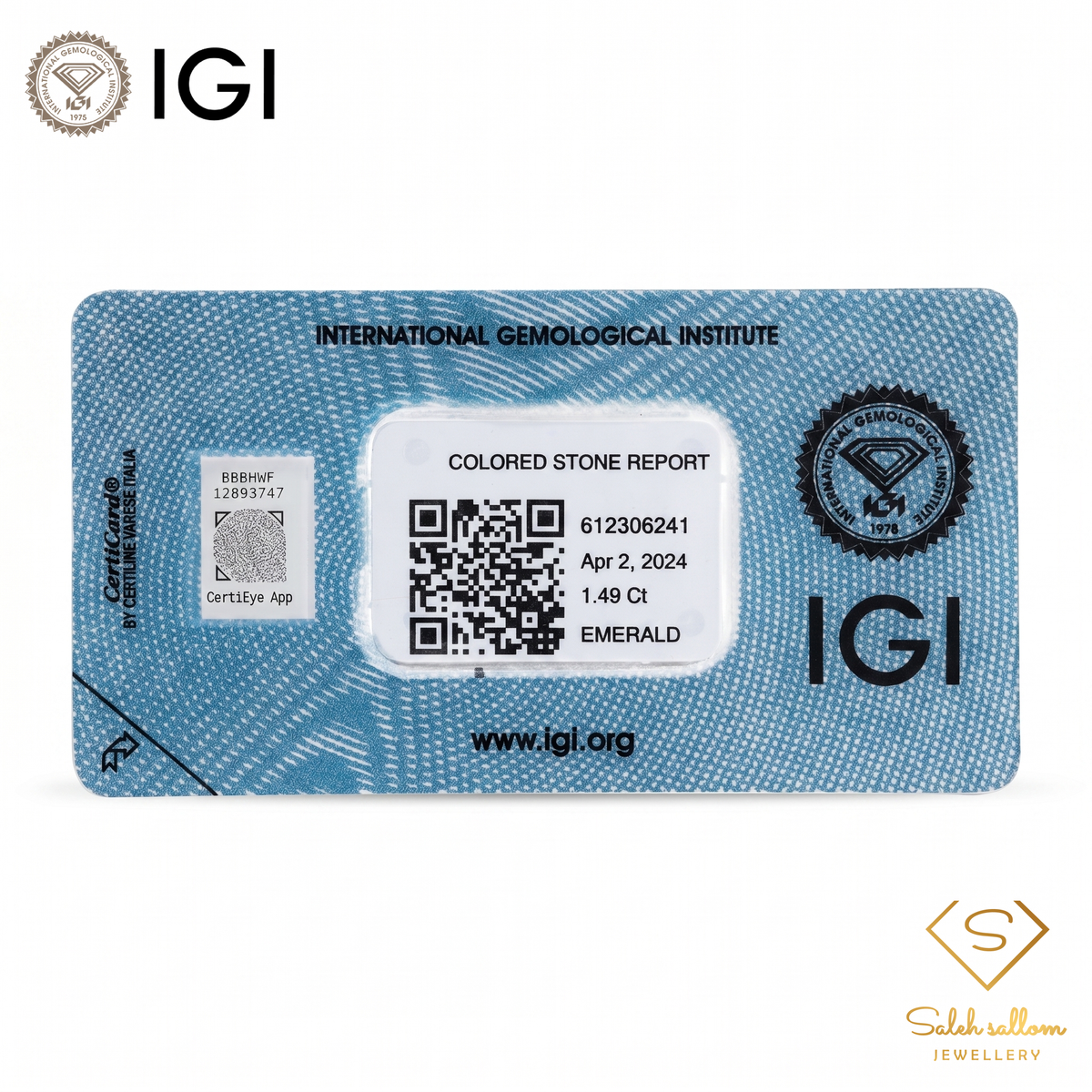 IGI Certified Natural Emerald | 1.49 Carats Emerald Cut | Elegant Fine Gemstone-Saleh Sallom