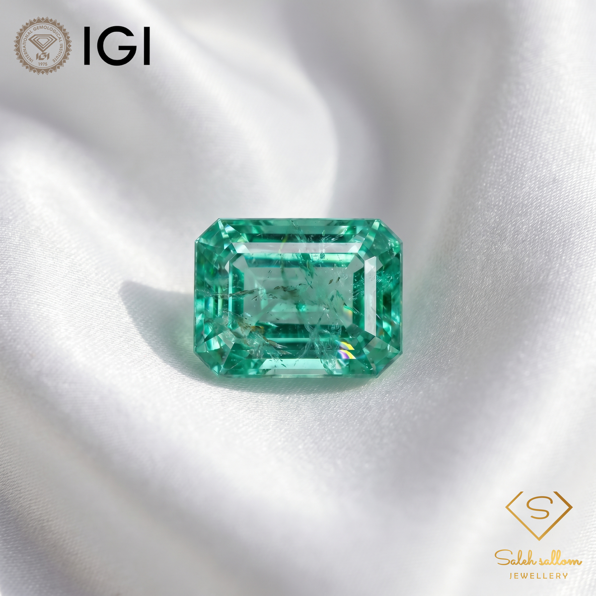 IGI Certified Natural Emerald | 0.68 Carat Emerald Cut | Elegant Fine Gemstone-Saleh Sallom