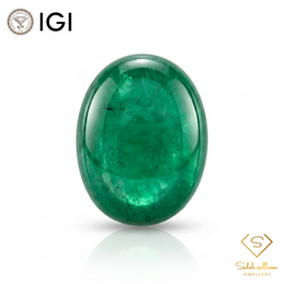 IGI Certified Natural Emerald Cabochon | 5.62 Carats | Rich Green Collector Gemstone-Saleh Sallom