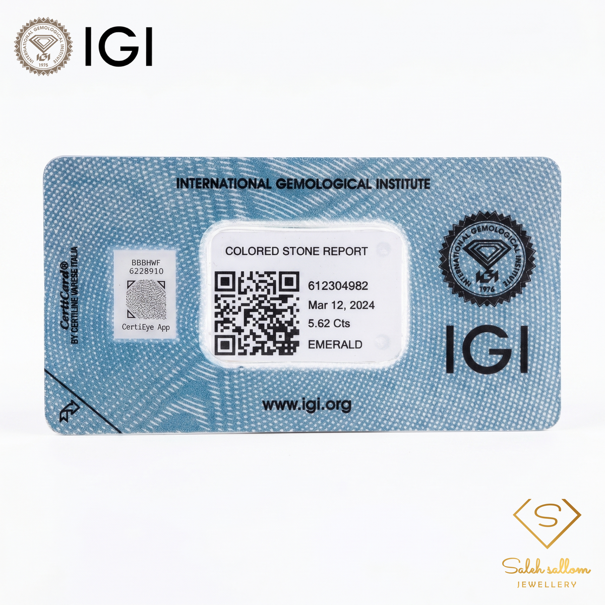 IGI Certified Natural Emerald Cabochon | 5.62 Carats | Rich Green Collector Gemstone-Saleh Sallom