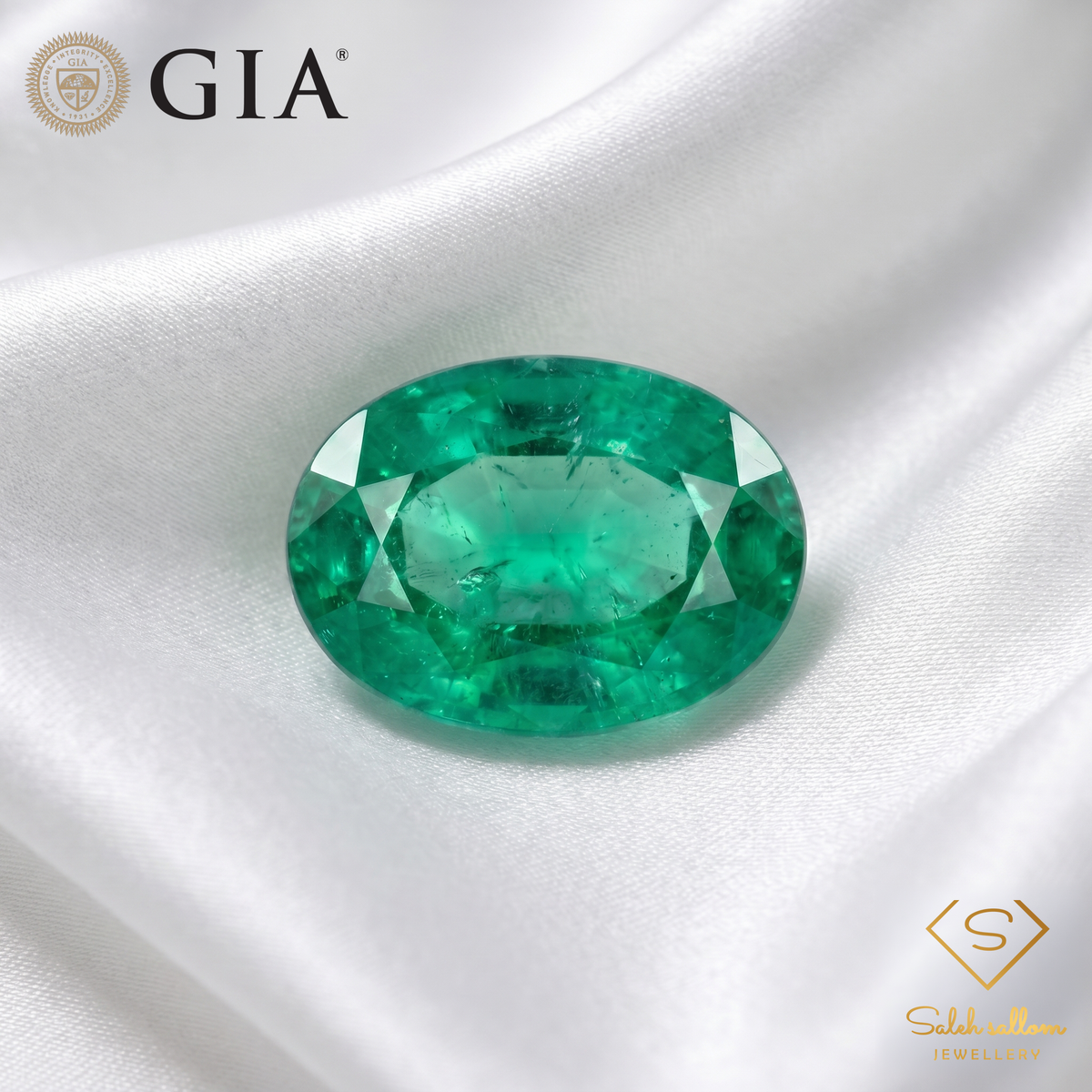 GIA Certified Natural Emerald | 2.52 Carats Oval Mixed Cut | Fine Green Gemstone-Saleh Sallom