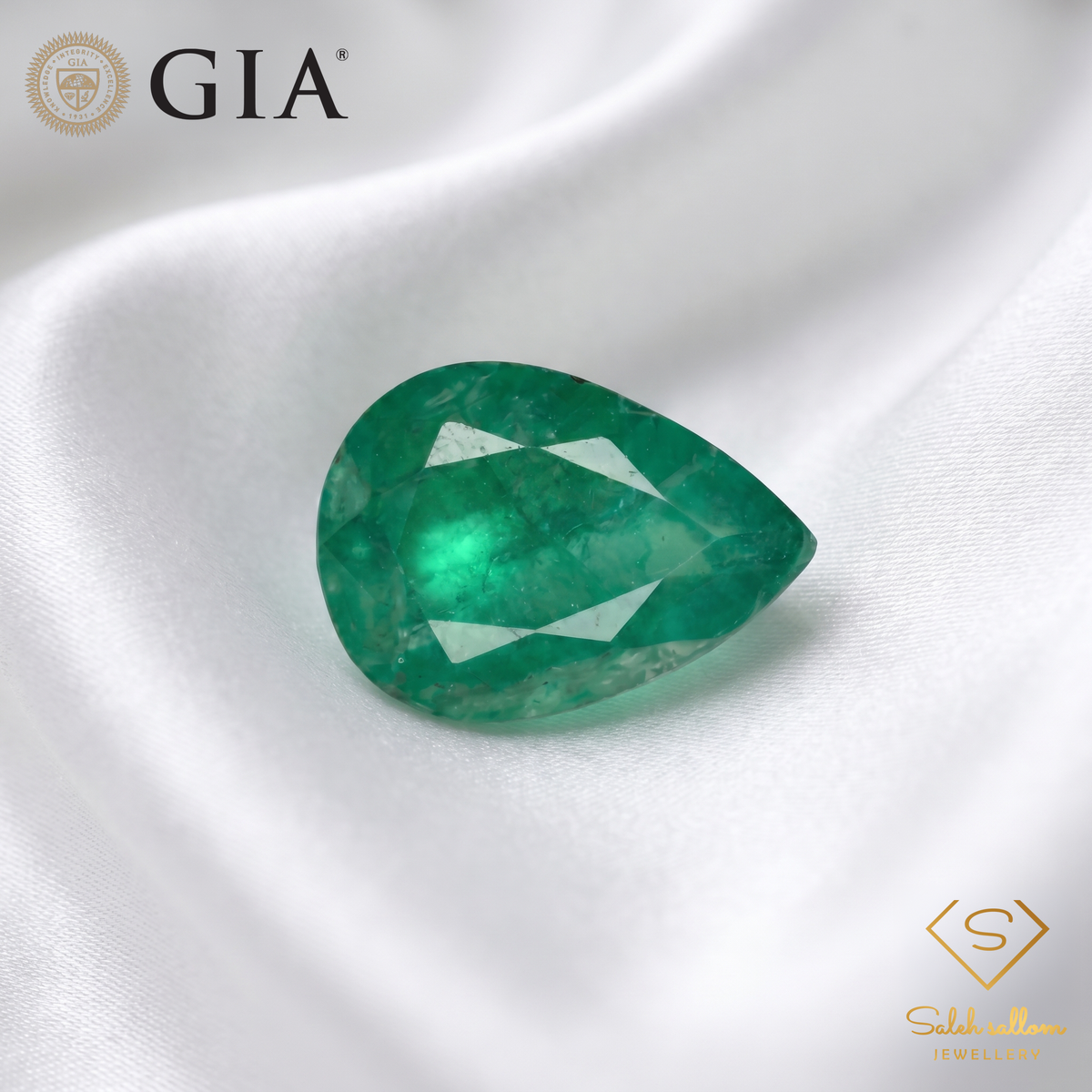 GIA Certified Natural Emerald | 1.73 Carats Pear Mixed Cut | Elegant Green Fine Gemstone-Saleh Sallom