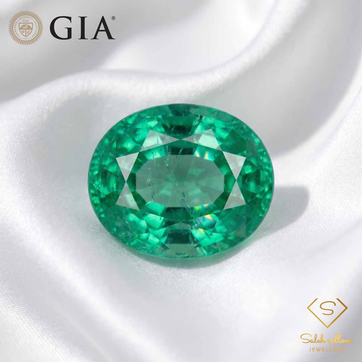 GIA Certified Natural Emerald | 1.34 Carats Oval Modified Brilliant Cut | Elegant Green Fine Gemstone-Saleh Sallom