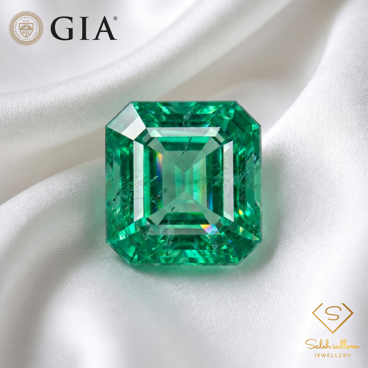 GIA Certified Natural Emerald | 0.96 Carat Octagonal Step Cut | Classic Green Fine Gemstone-Saleh Sallom