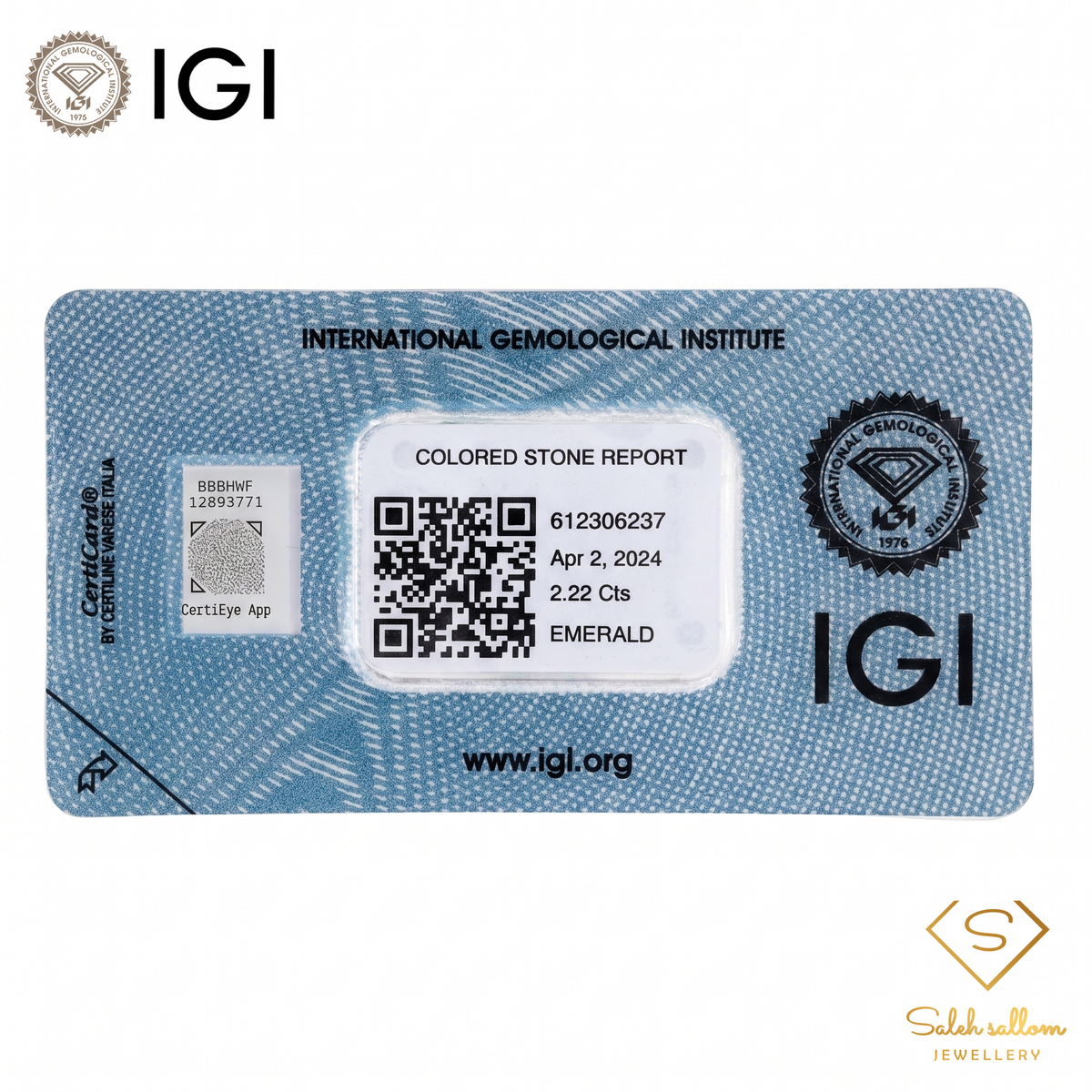 IGI Certified Natural Emerald | 2.22 Carats Emerald Cut | Rich Green Fine Gemstone-Saleh Sallom