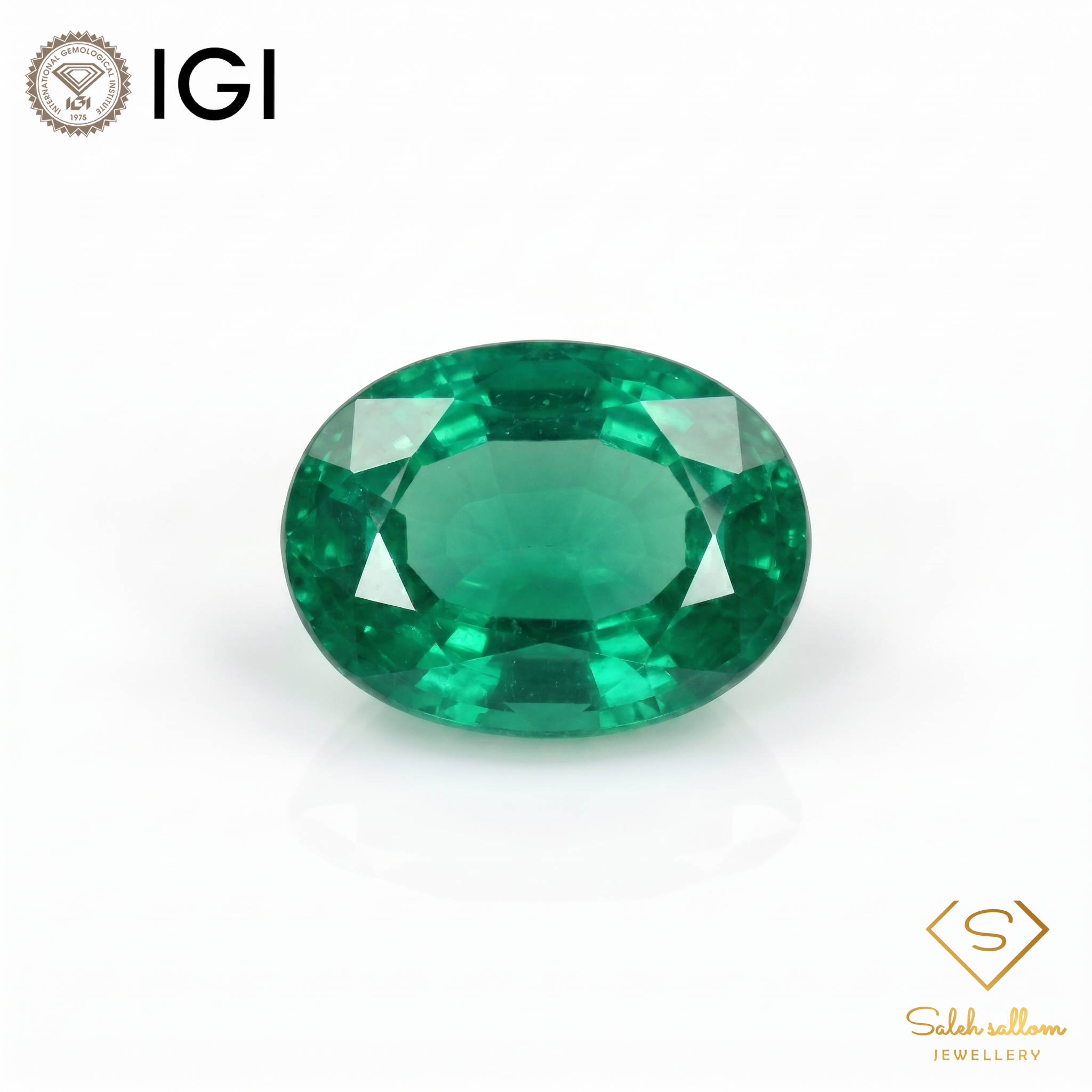 IGI Certified Natural Emerald | 0.55 Carat Oval Mixed Cut | Elegant Green Fine Gemstone-Saleh Sallom Main image