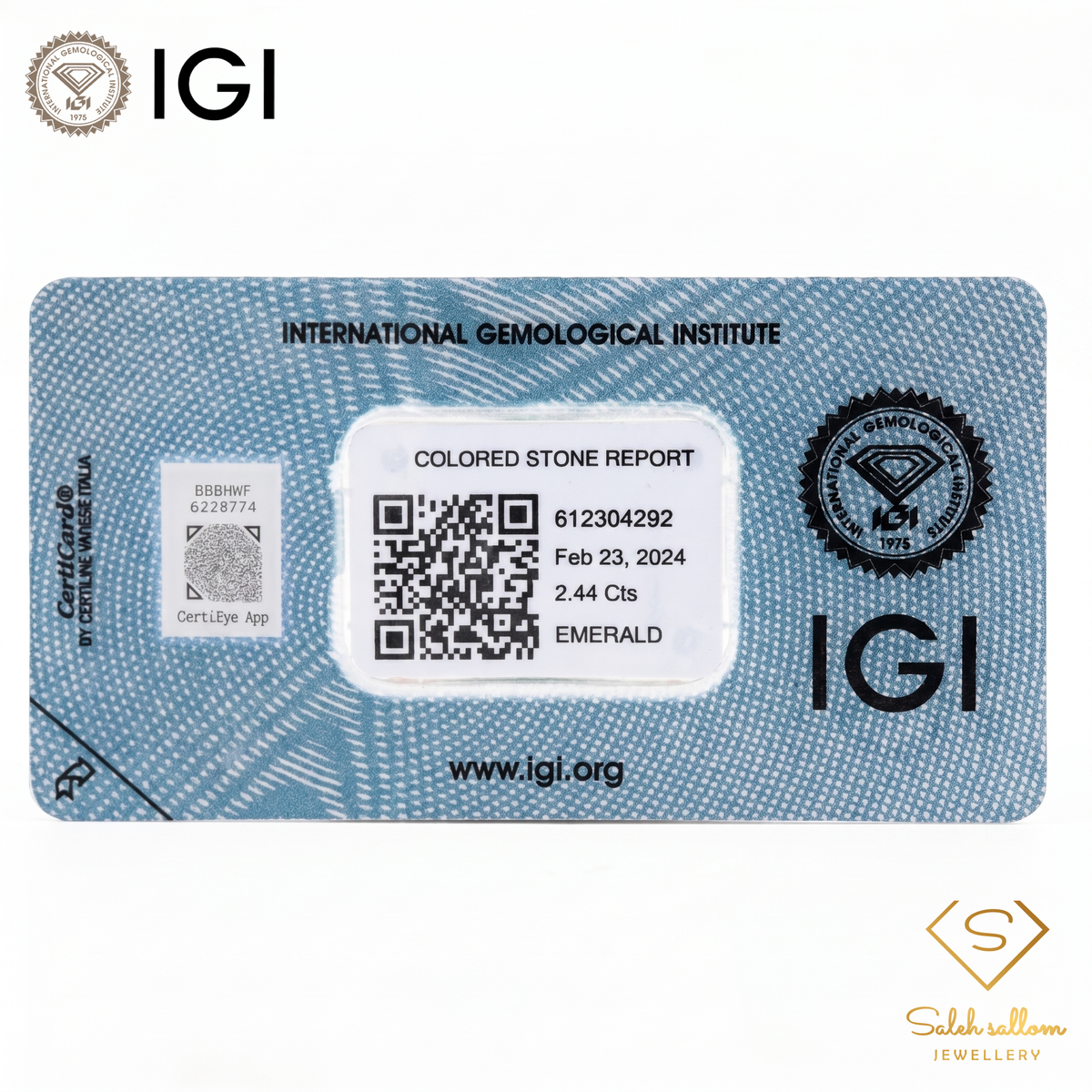 IGI Certified Natural Emerald | 2.44 Carats Oval Mixed Cut | Rich Green Fine Gemstone-Saleh Sallom