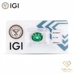 IGI Certified Natural Emerald | 6.11 Carats Oval Mixed Cut | Rich Green Collector Gemstone-Saleh Sallom