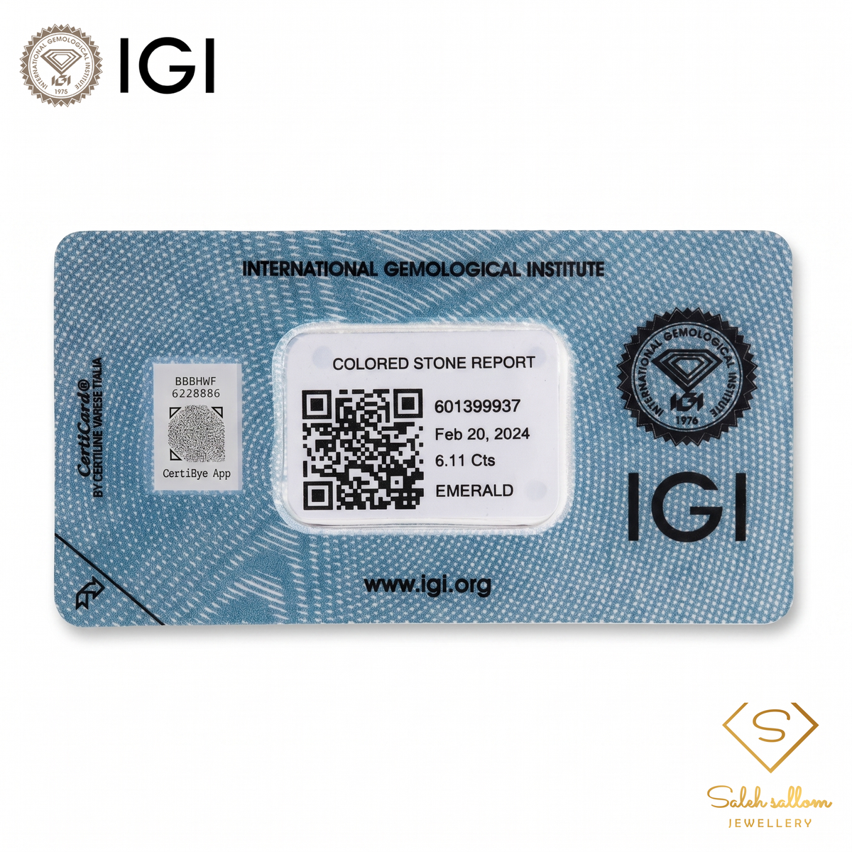 IGI Certified Natural Emerald | 6.11 Carats Oval Mixed Cut | Rich Green Collector Gemstone-Saleh Sallom