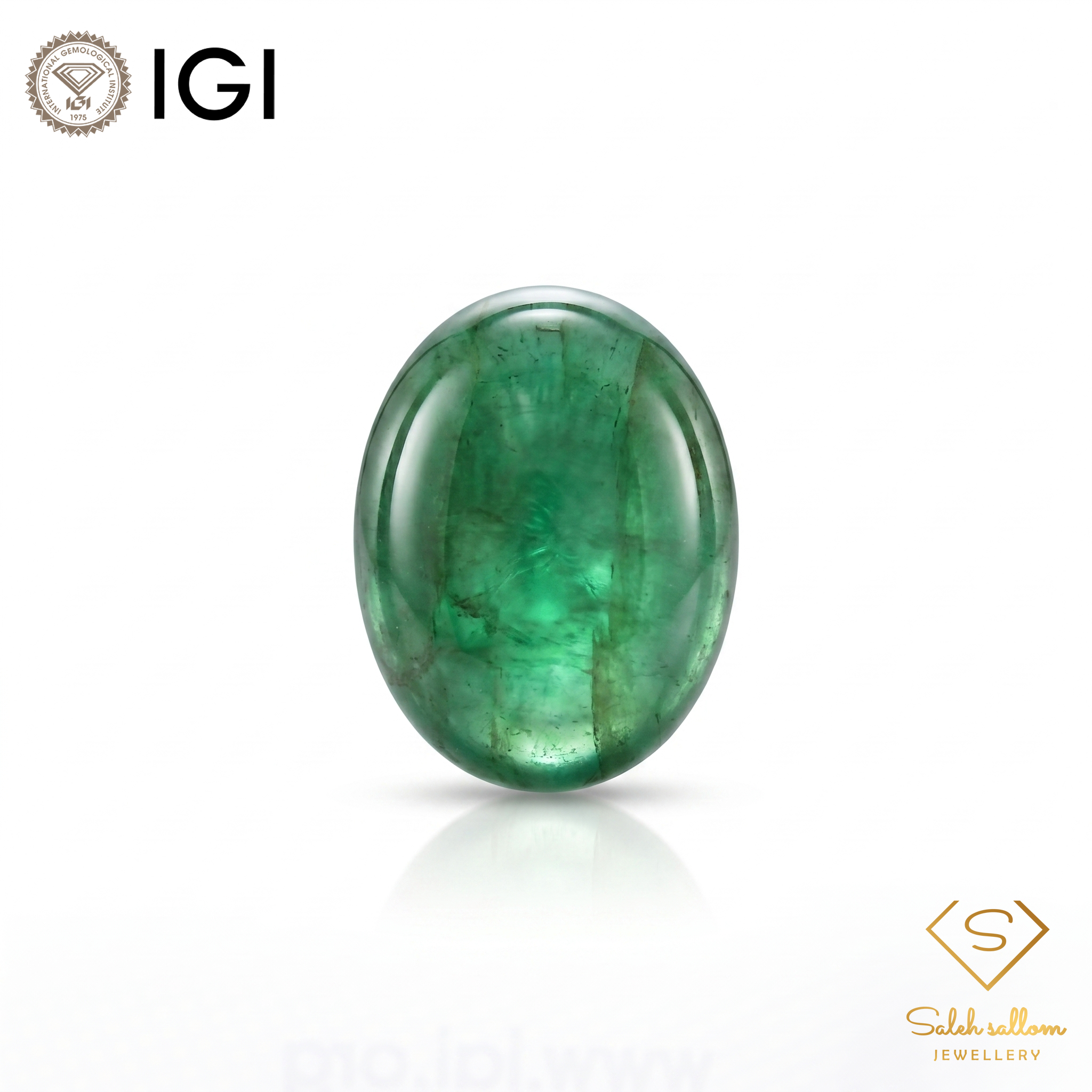 IGI Certified Natural Emerald Cabochon | 4.60 Carats | Rich Green Collector Gemstone-Saleh Sallom Main image