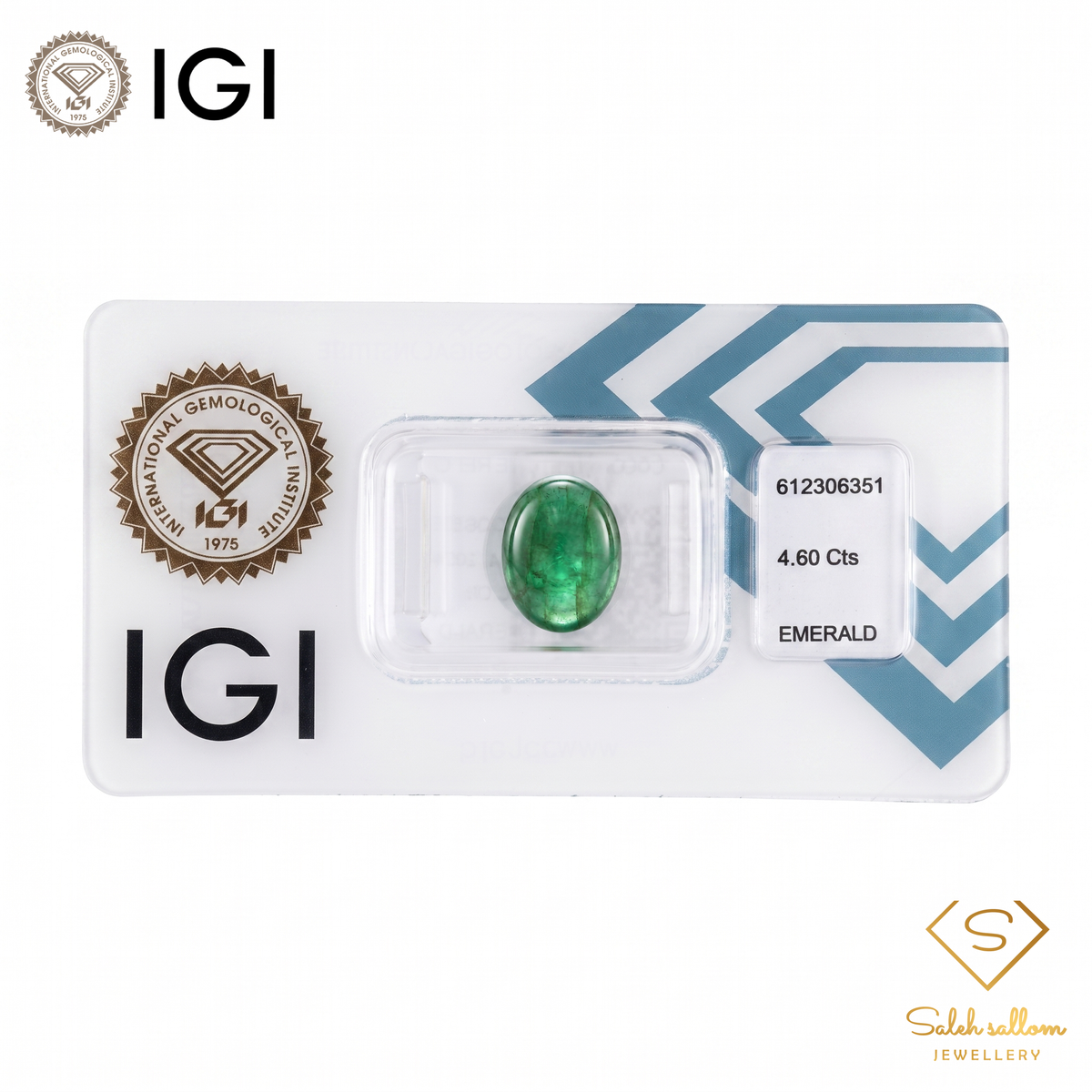 IGI Certified Natural Emerald Cabochon | 4.60 Carats | Rich Green Collector Gemstone-Saleh Sallom