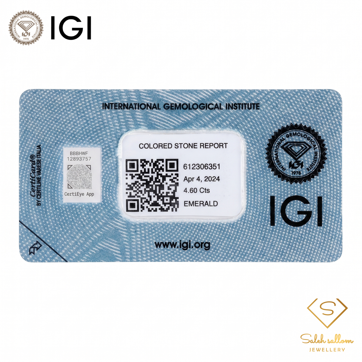 IGI Certified Natural Emerald Cabochon | 4.60 Carats | Rich Green Collector Gemstone-Saleh Sallom