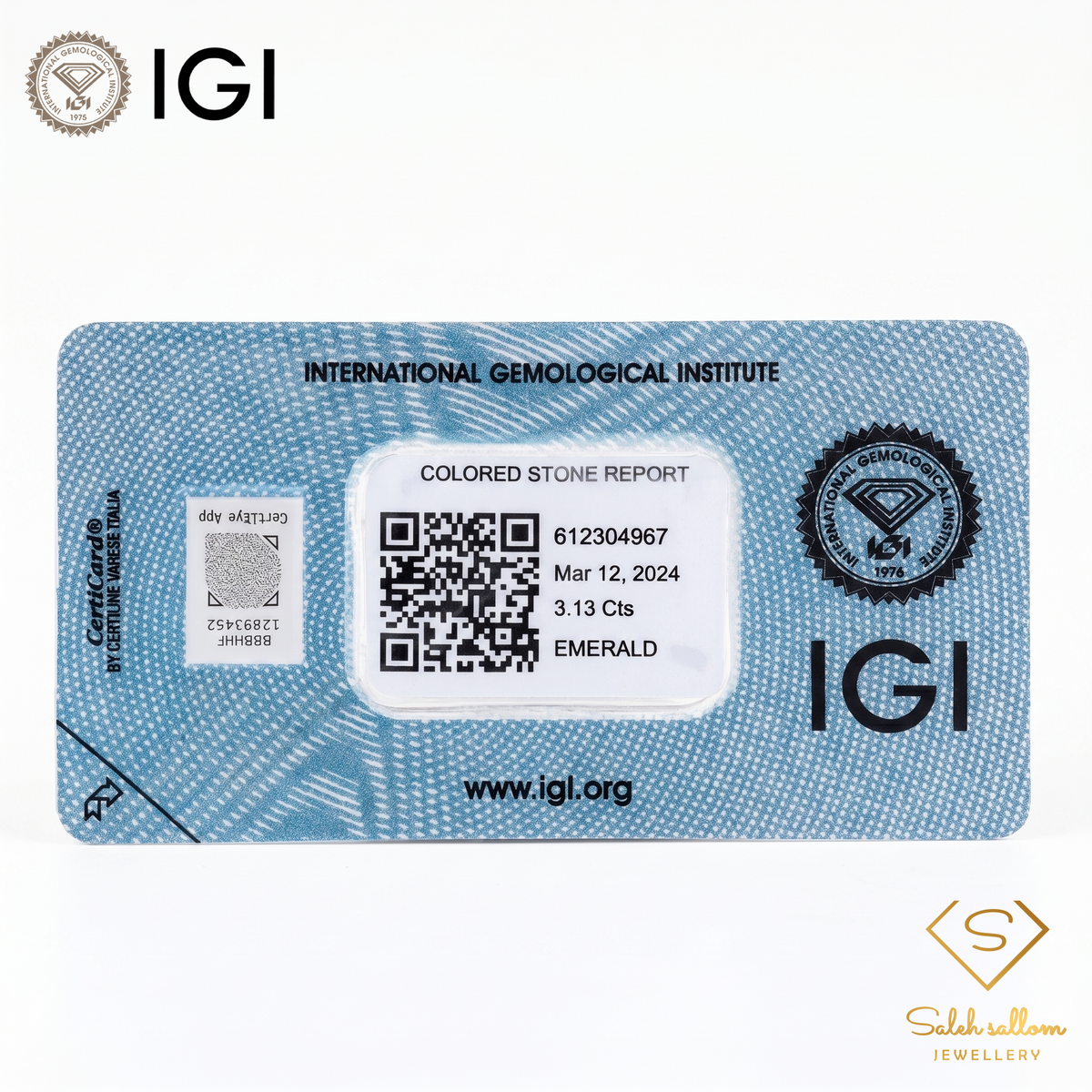 IGI Certified Natural Emerald | 3.13 Carats Emerald Cut | Rich Green Collector Gemstone-Saleh Sallom