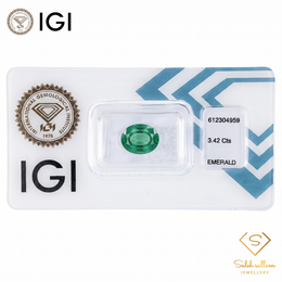IGI Certified Natural Emerald | 3.42 Carats Oval Mixed Cut | Rich Green Collector Gemstone-Saleh Sallom