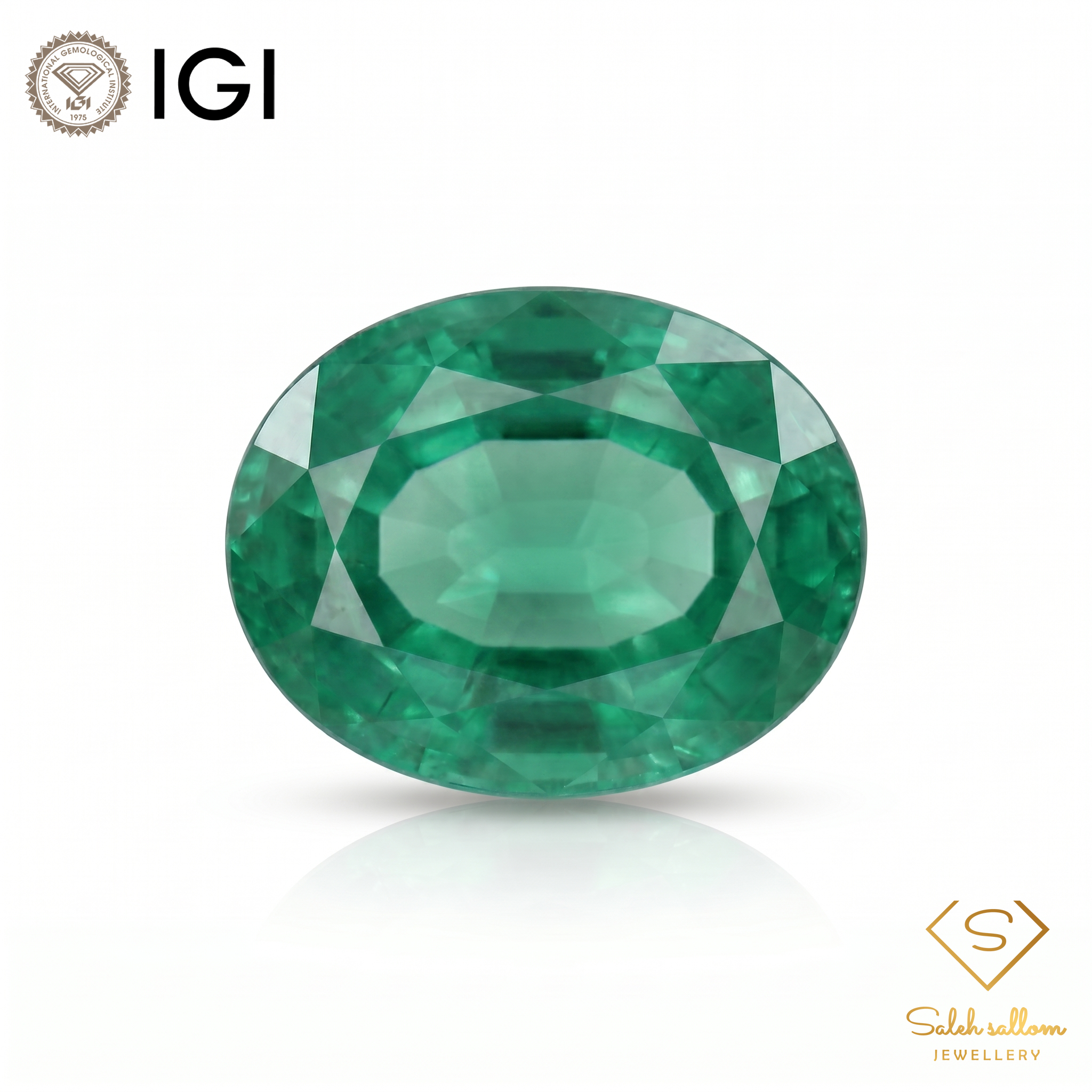 IGI Certified Natural Emerald | 3.42 Carats Oval Mixed Cut | Rich Green Collector Gemstone-Saleh Sallom Main image