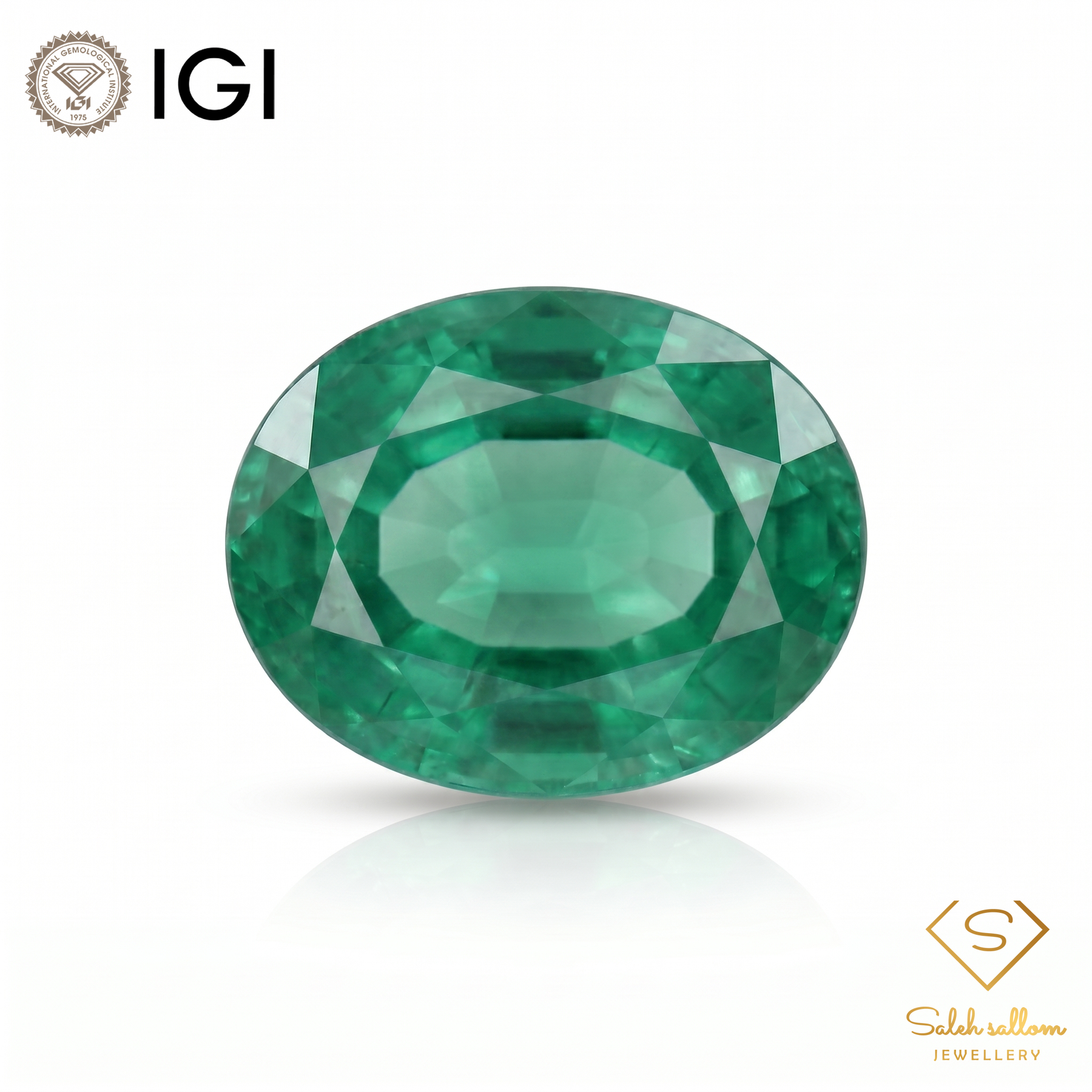 IGI Certified Natural Emerald | 3.42 Carats Oval Mixed Cut | Rich Green Collector Gemstone-Saleh Sallom