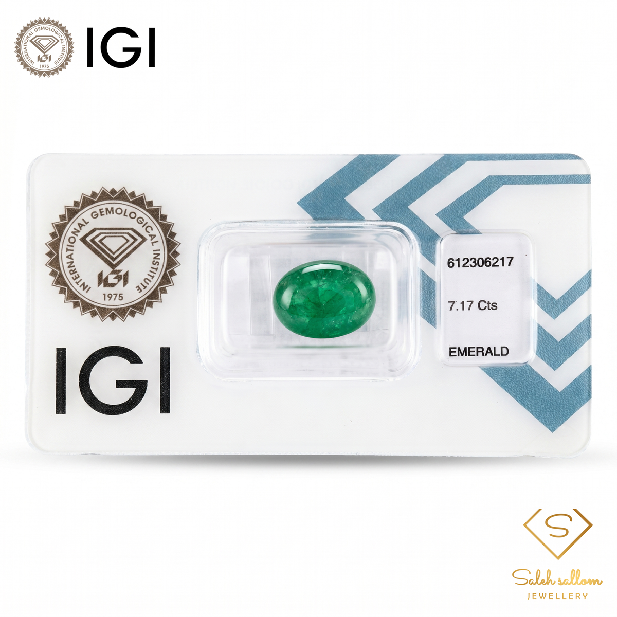 IGI Certified Natural Emerald Cabochon | 7.17 Carats | Rich Green Collector Gemstone-Saleh Sallom