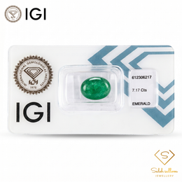 IGI Certified Natural Emerald Cabochon | 7.17 Carats | Rich Green Collector Gemstone-Saleh Sallom