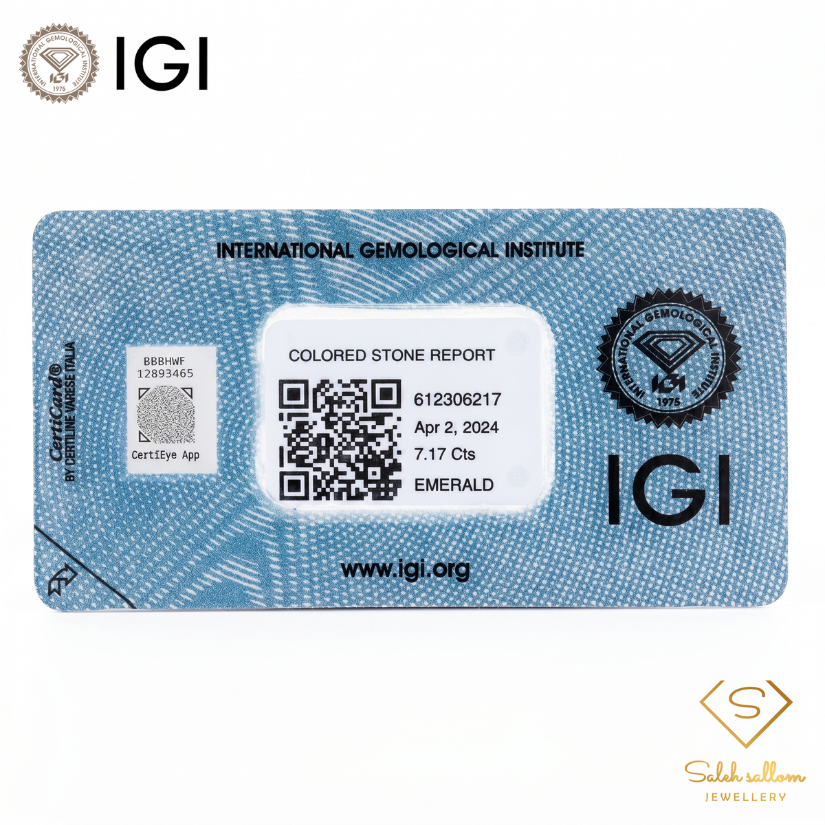 IGI Certified Natural Emerald Cabochon | 7.17 Carats | Rich Green Collector Gemstone-Saleh Sallom