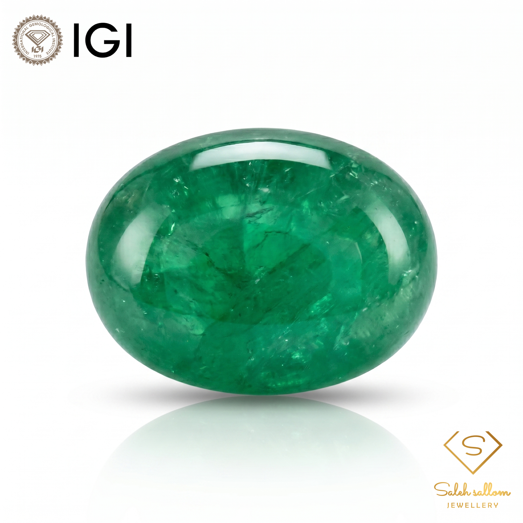 IGI Certified Natural Emerald Cabochon | 7.17 Carats | Rich Green Collector Gemstone-Saleh Sallom