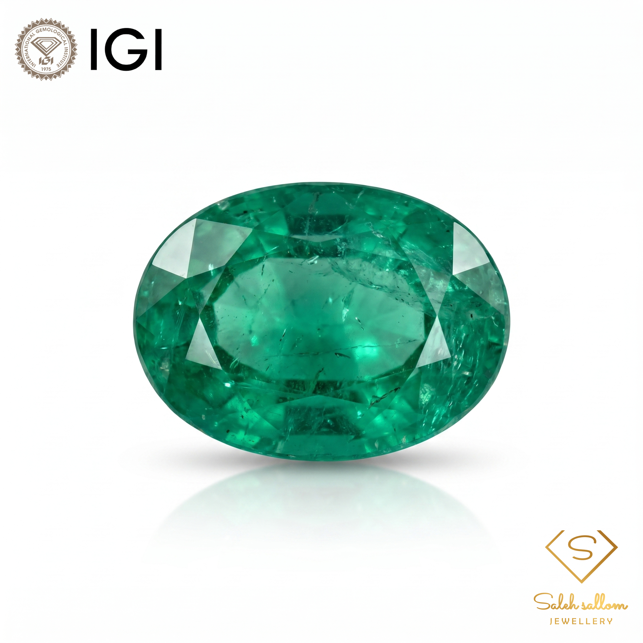 IGI Certified Natural Emerald | 3.89 Carats Oval Mixed Cut | Rich Green Collector Gemstone-Saleh Sallom Main image