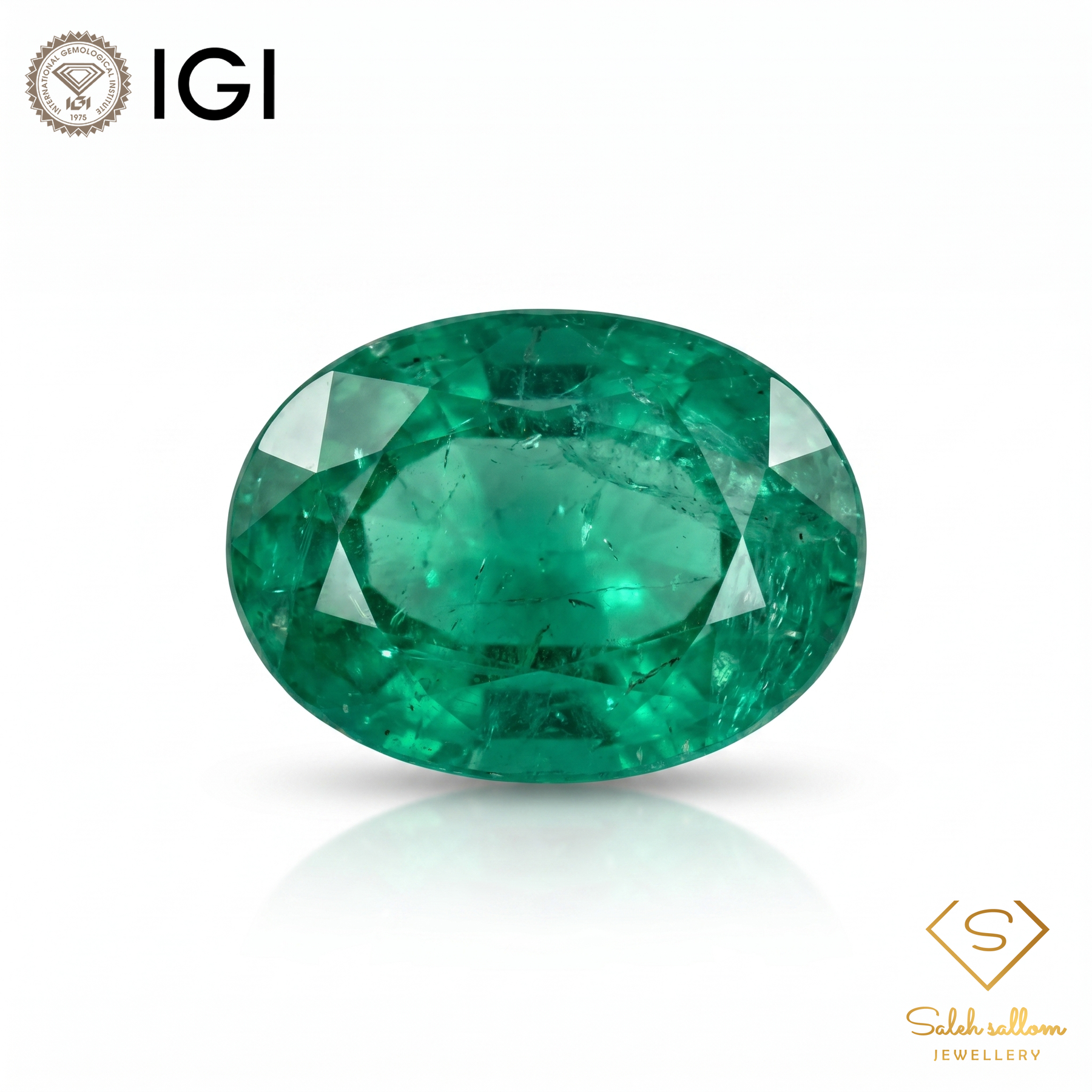 IGI Certified Natural Emerald | 3.89 Carats Oval Mixed Cut | Rich Green Collector Gemstone-Saleh Sallom