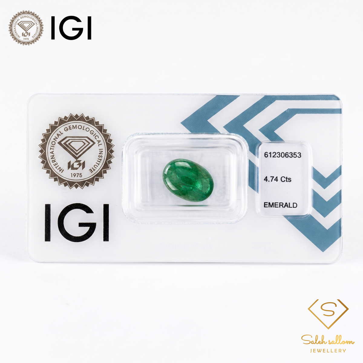 IGI Certified Natural Emerald Cabochon | 4.74 Carats | Rich Green Collector Gemstone-Saleh Sallom
