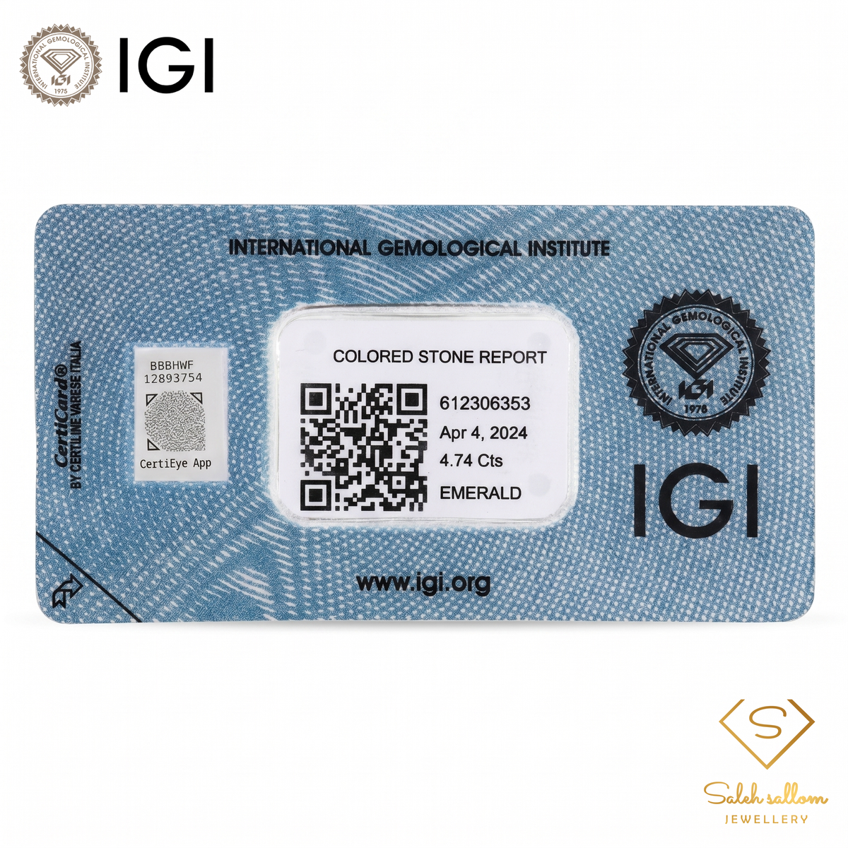 IGI Certified Natural Emerald Cabochon | 4.74 Carats | Rich Green Collector Gemstone-Saleh Sallom